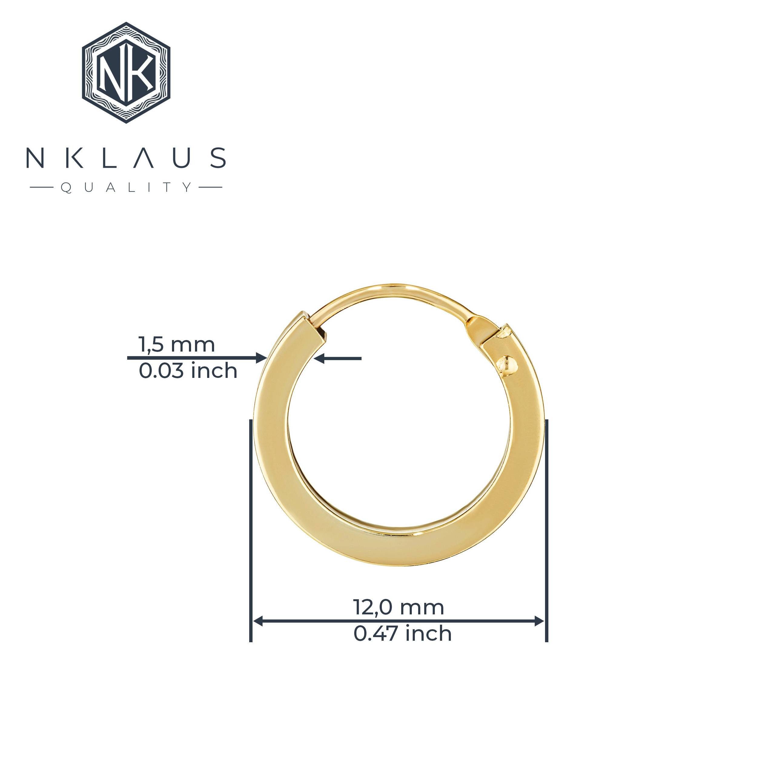 NKlaus Single-Creole Einzel 585 Gelb Gold Creole Ohrring Ohrschmuck Fla