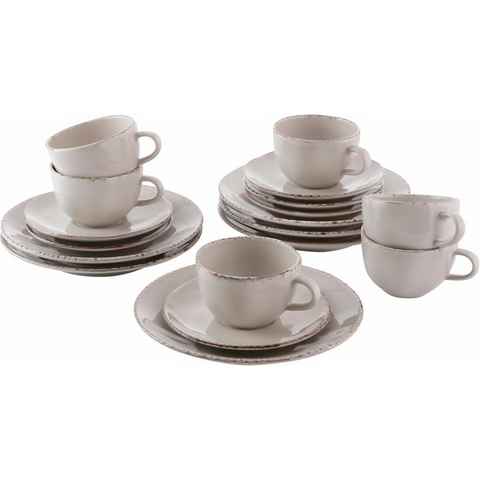 Guido Maria Kretschmer Home&Living Kaffeeservice Geschirr-Set Naturals (18-tlg), 6 Personen, Steingut, Service, Antik-Look, jedes Teil ein Unikat, 18 Teile, für 6 Personen