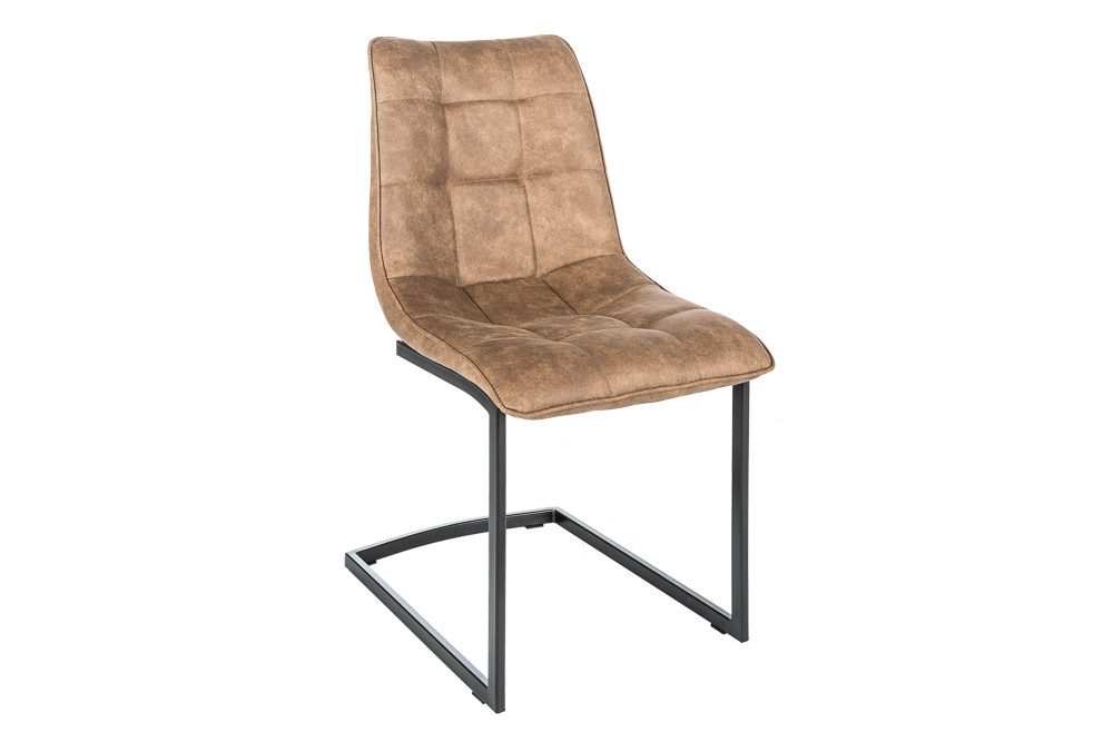 riess-ambiente Freischwinger MIAMI taupe antik / schwarz (1 St), Esszimmer · Microfaser · Metall · Industrial