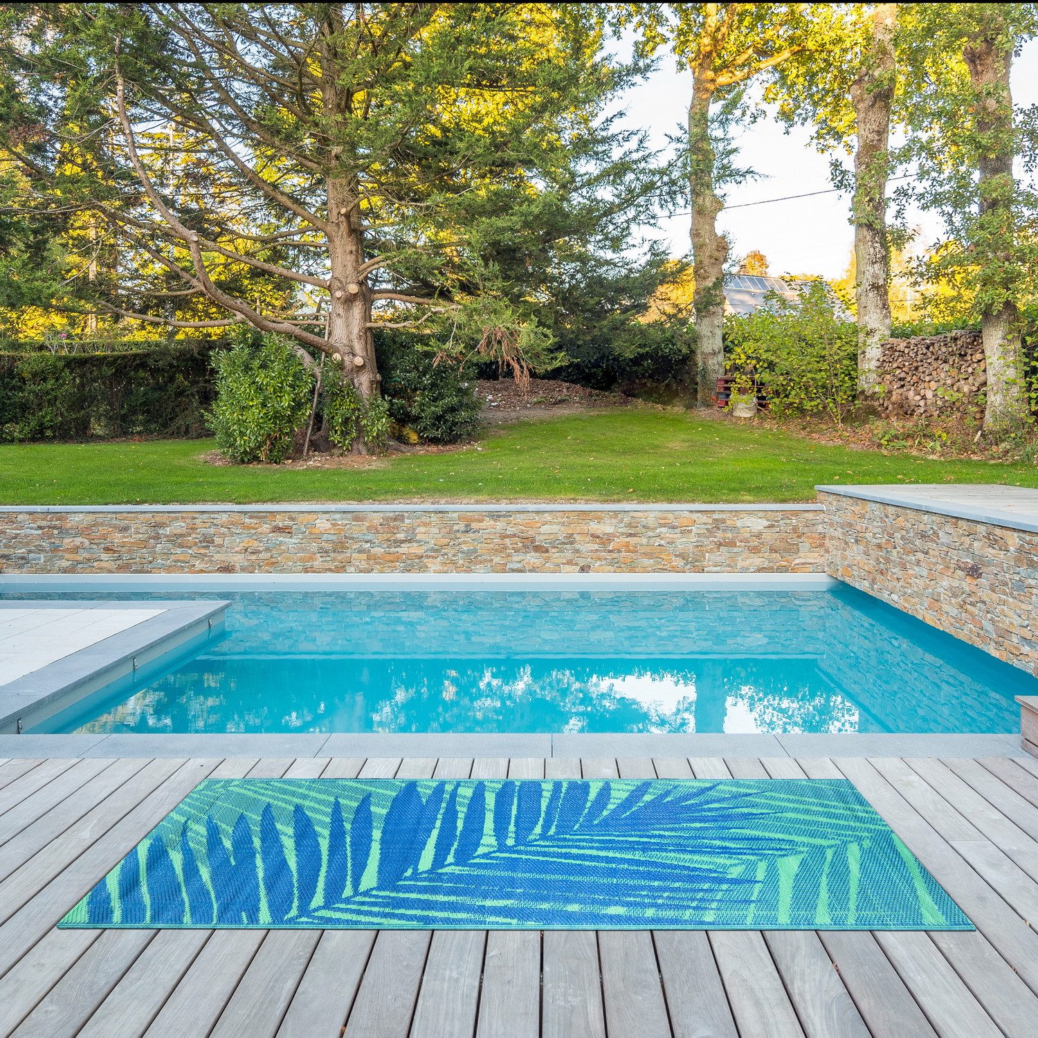 Marrakesch Orient & Mediterran Interior Outdoorteppich Outdoor-Läufer Malibu aus Polypropylen, wetterfest, Blau-Grün 180 cm, Höhe: 10 mm – Bild 5 von 5