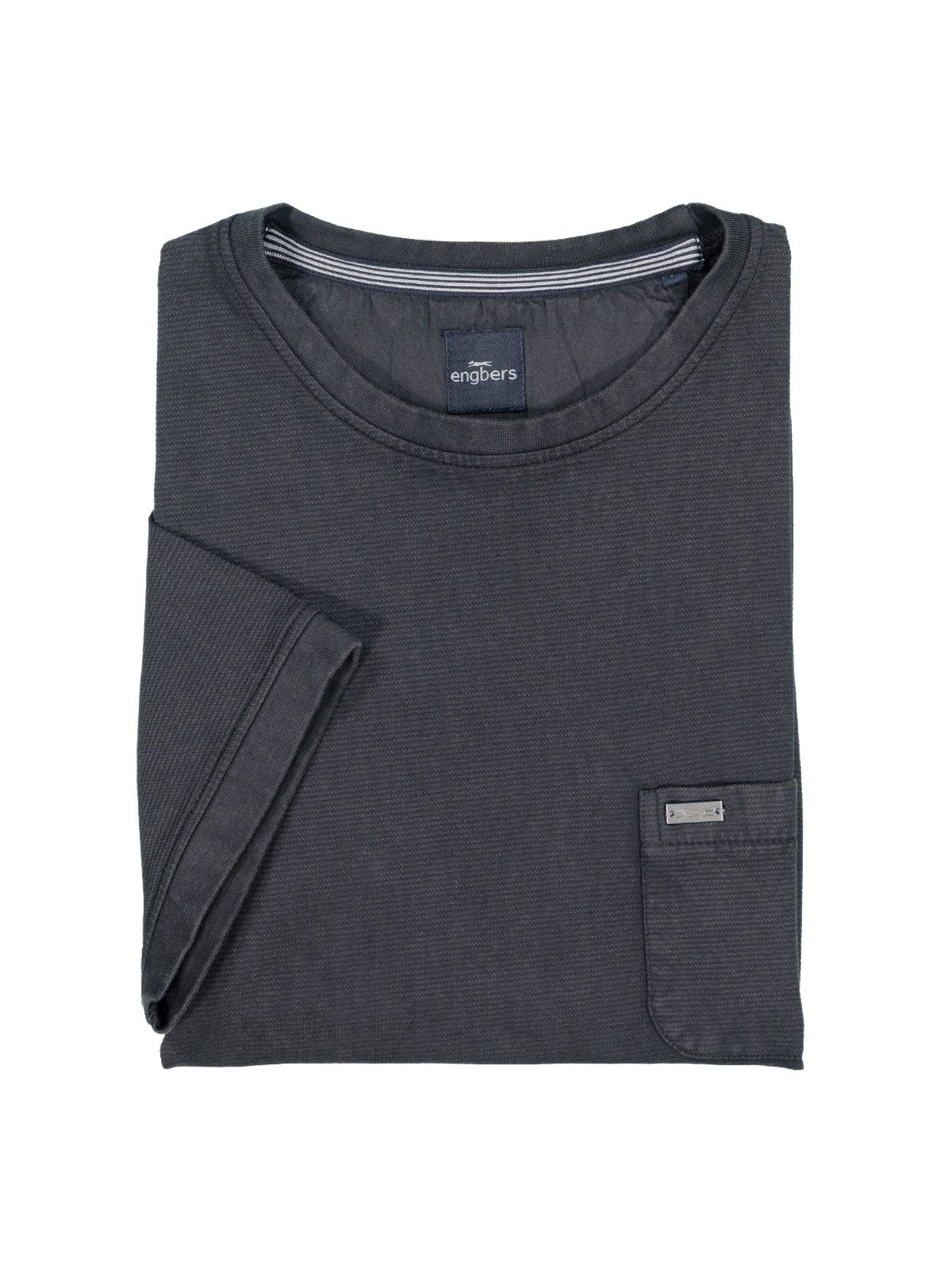 Engbers T-Shirt Herren Rundhals T-Shirt mit Brusttasche, Schwarz
