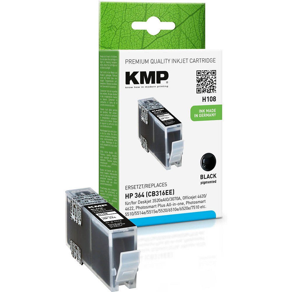 KMP 1 Tinte H108 ERSETZT HP 364 - black Tintenpatrone (1 Farbe, 1-tlg)