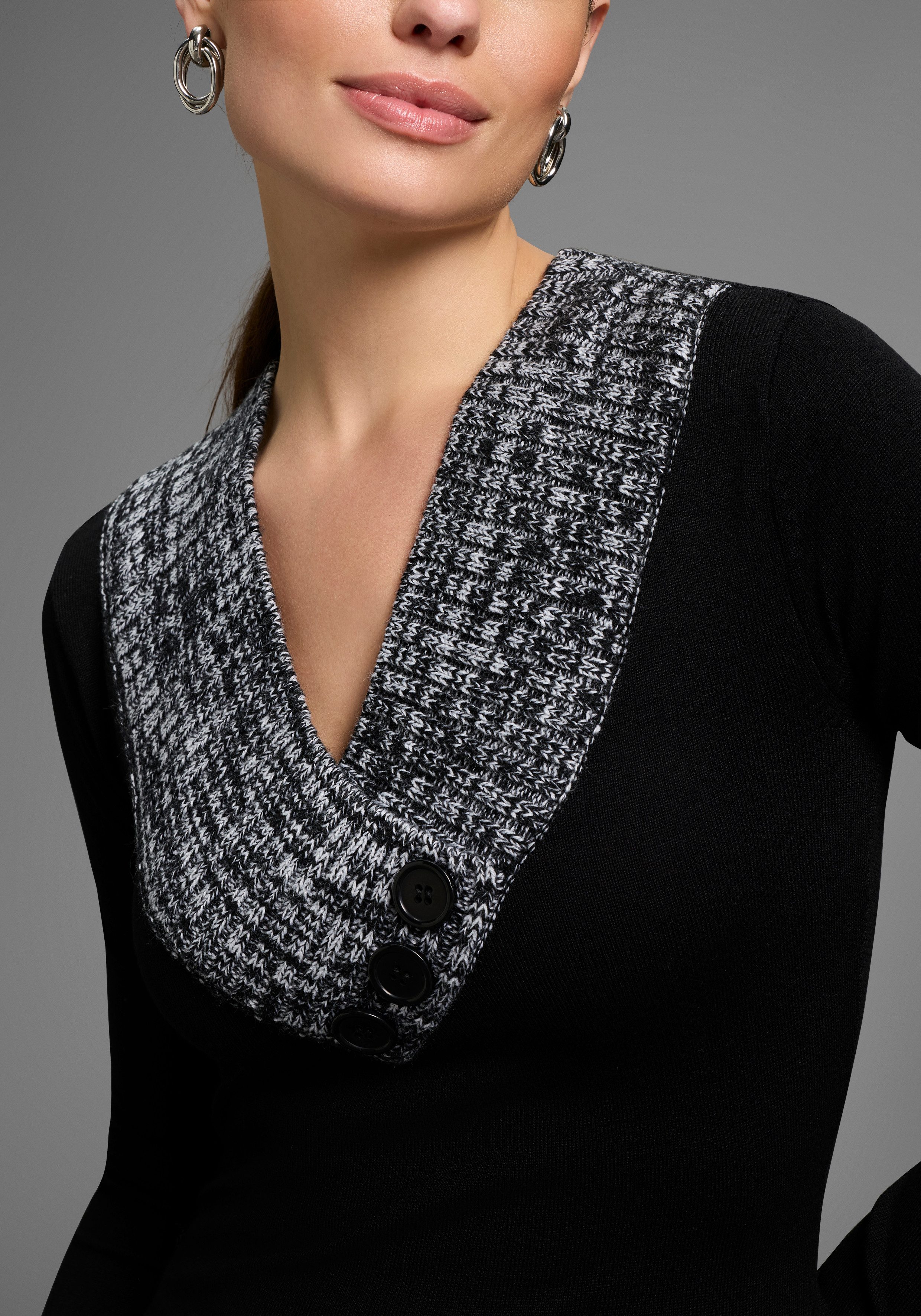Melrose Strickkleid aus Grobstrick mit Kontrastdetails