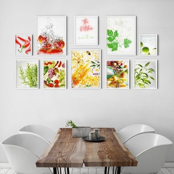 murimage® Poster murimage® Premium Poster Set OHNE Bilderrahmen 10 Poster (3x DINA3, 5x DINA4, 2x DINA5) Küche Pasta Speisen Frucht Gericht Rezept »Kitchen«