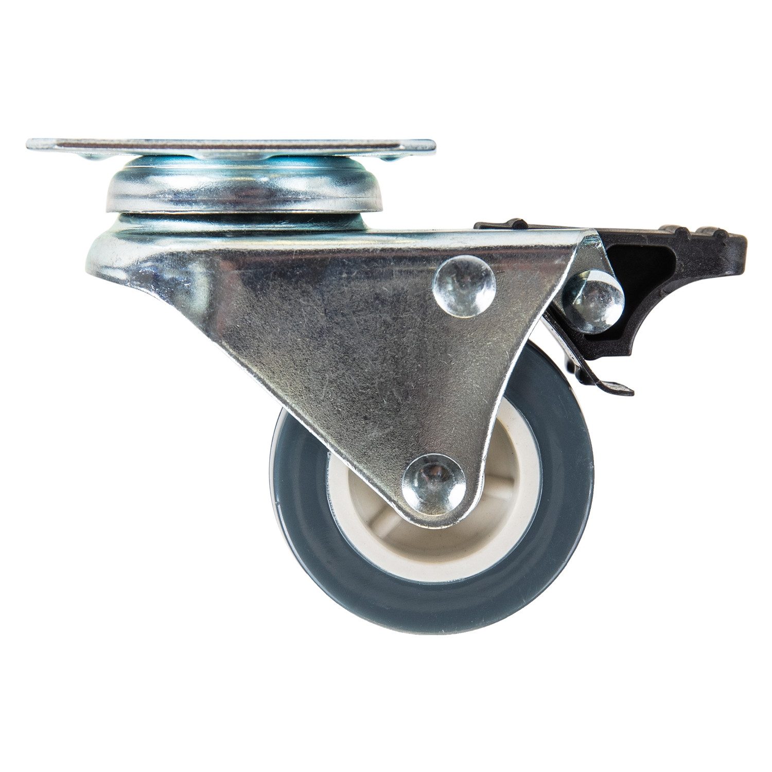 HMF Doppelrolle 6720 Doppelte Schwerlastrolle mit Bremse aus Polyurethan, (4 Stück, Set), Lenkrollen ø 50 mm, bis 400 kg, Grau