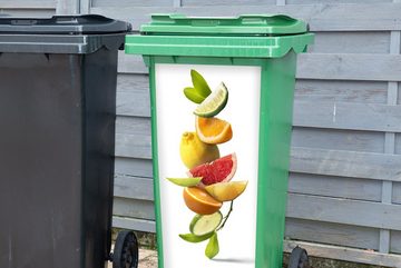 MuchoWow Wandsticker Obst - Zitrusfrüchte - Weiß (1 St), Mülleimer-aufkleber, Mülltonne, Sticker, Container, Abfalbehälter