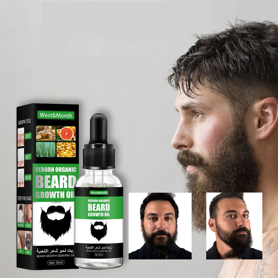 OYOY~ Bartöl Bartpflege-Lotion für Männer, Bartwuchs-Öl,  Bartverdickungs-Nährstoff.