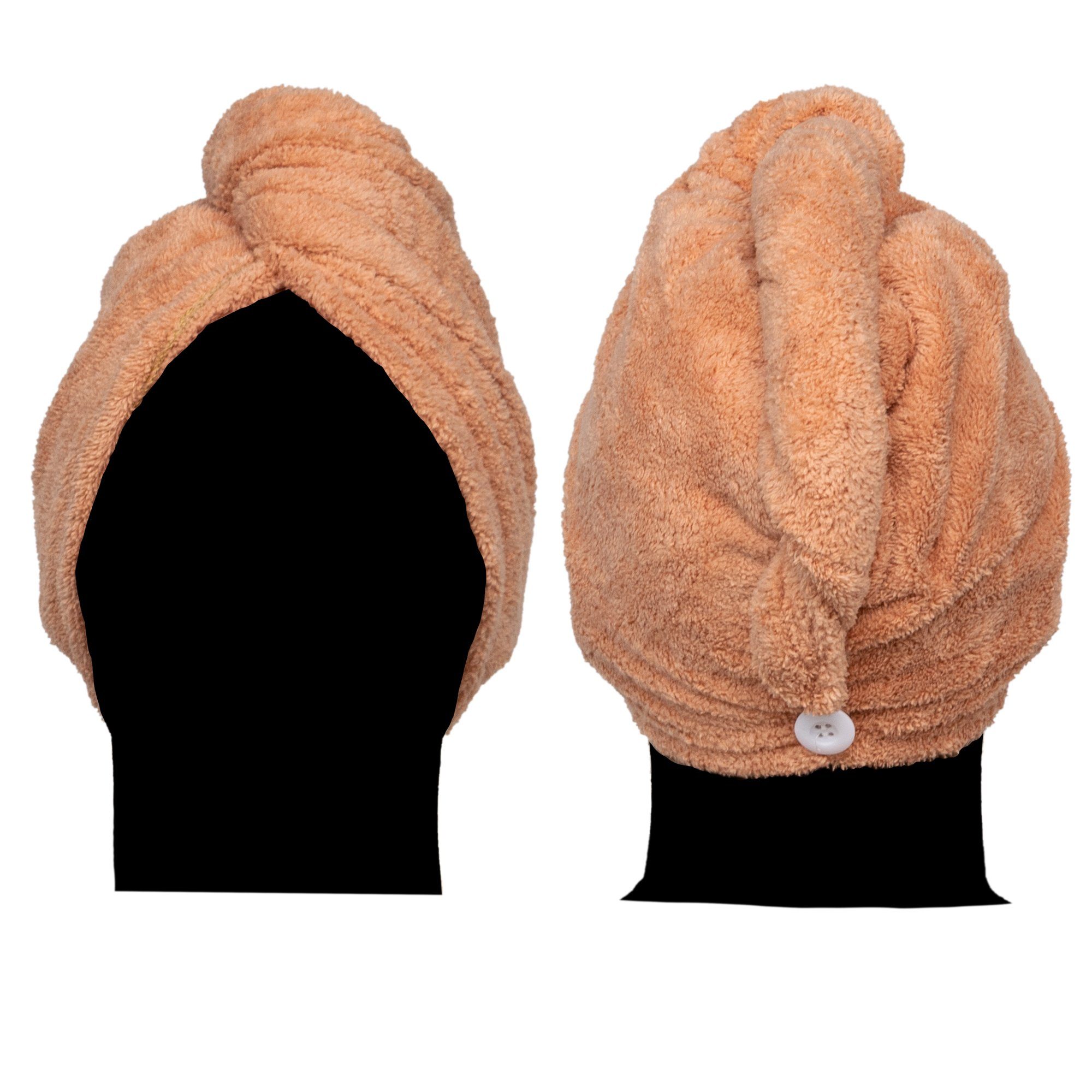Fleece Turban-Handtuch cosey Flauschiges Kopf-Handtuch, (1-St), 400 - Hellbraun g/m² Turban-Handtuch Mikrofaser