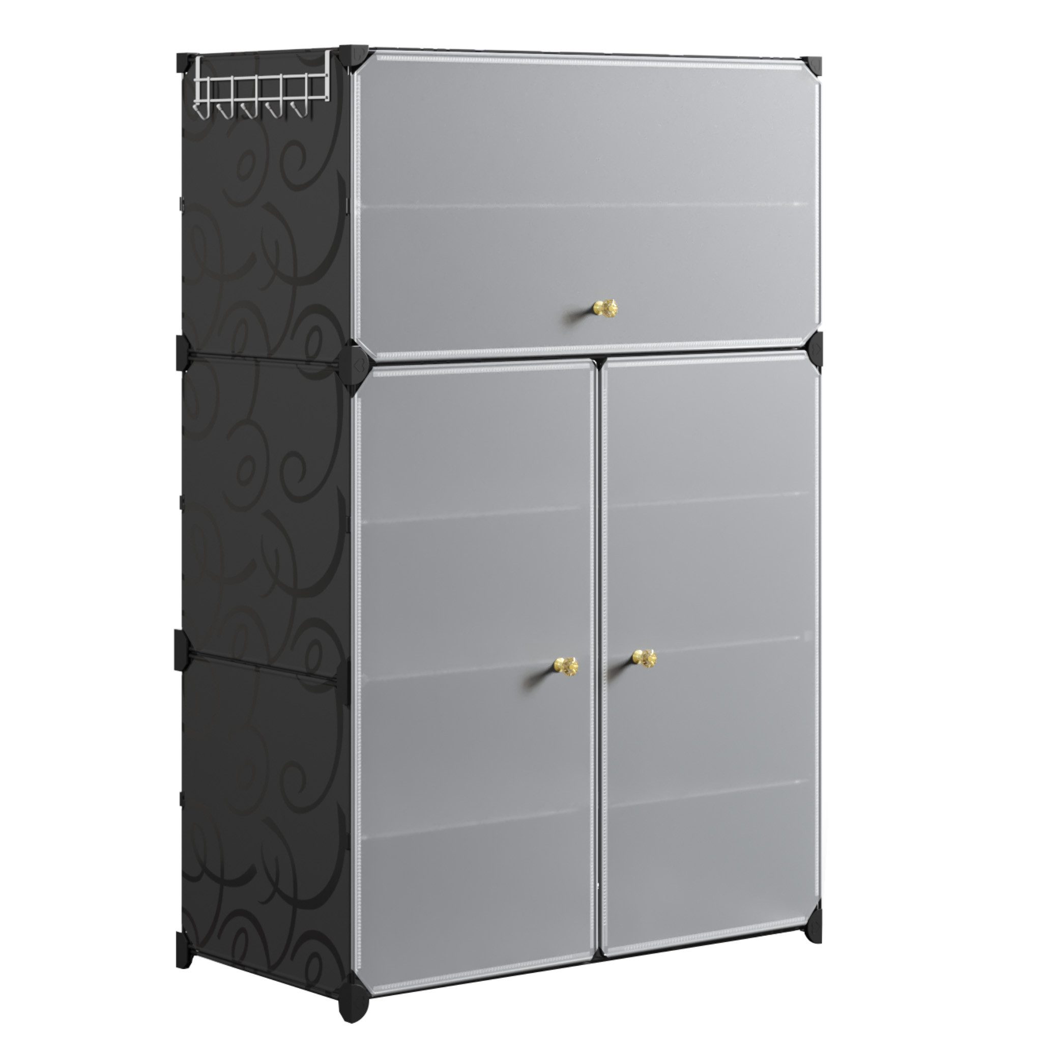 Mondeer Schuhregal Schuhschrank, mit Tür, Kunststoff, Platzsparend, 6 Ebenen für 18 Paar Schuhe