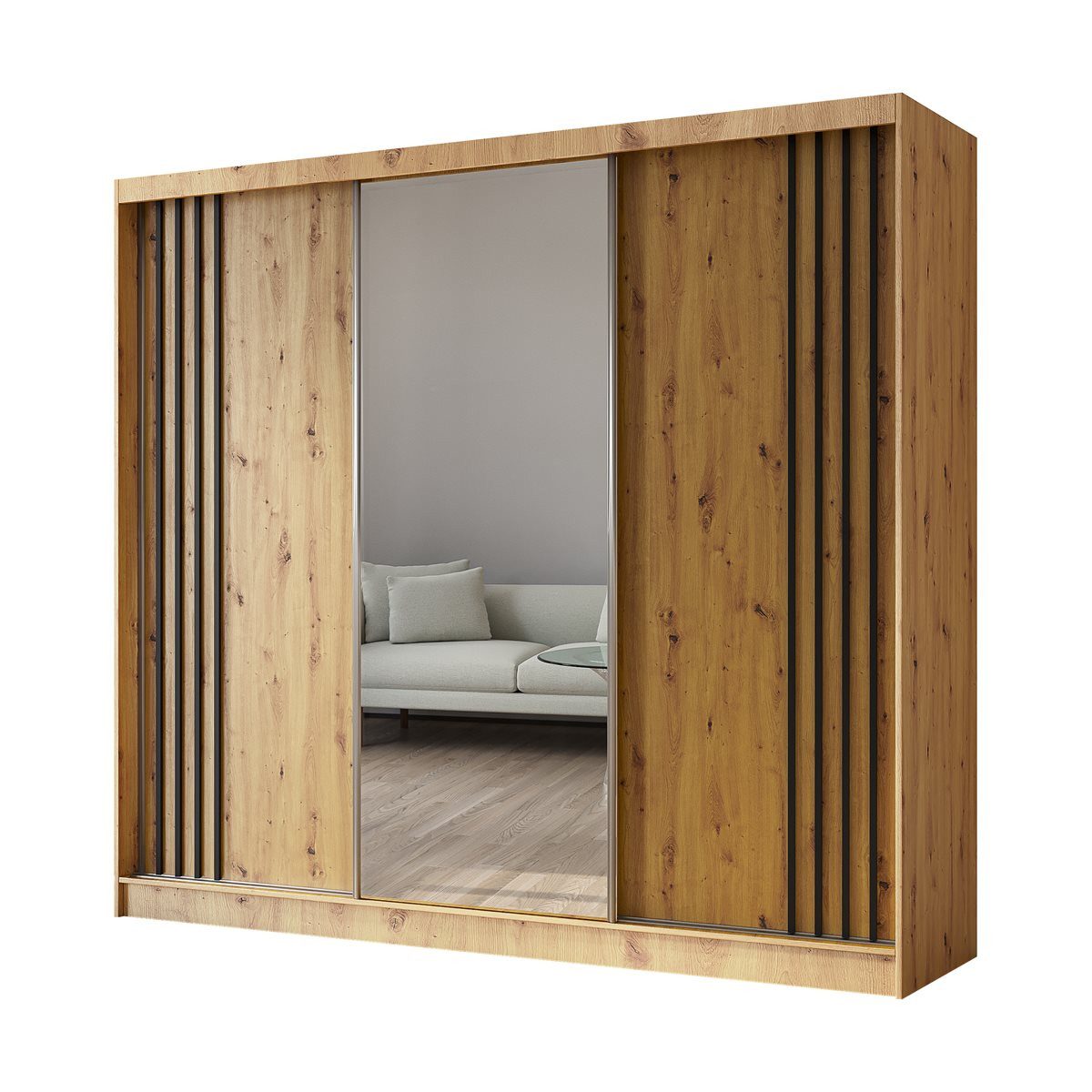 Compleo Kleiderschrank mit Spiegel MALTA Schwebetürenschrank günstig online kaufen
