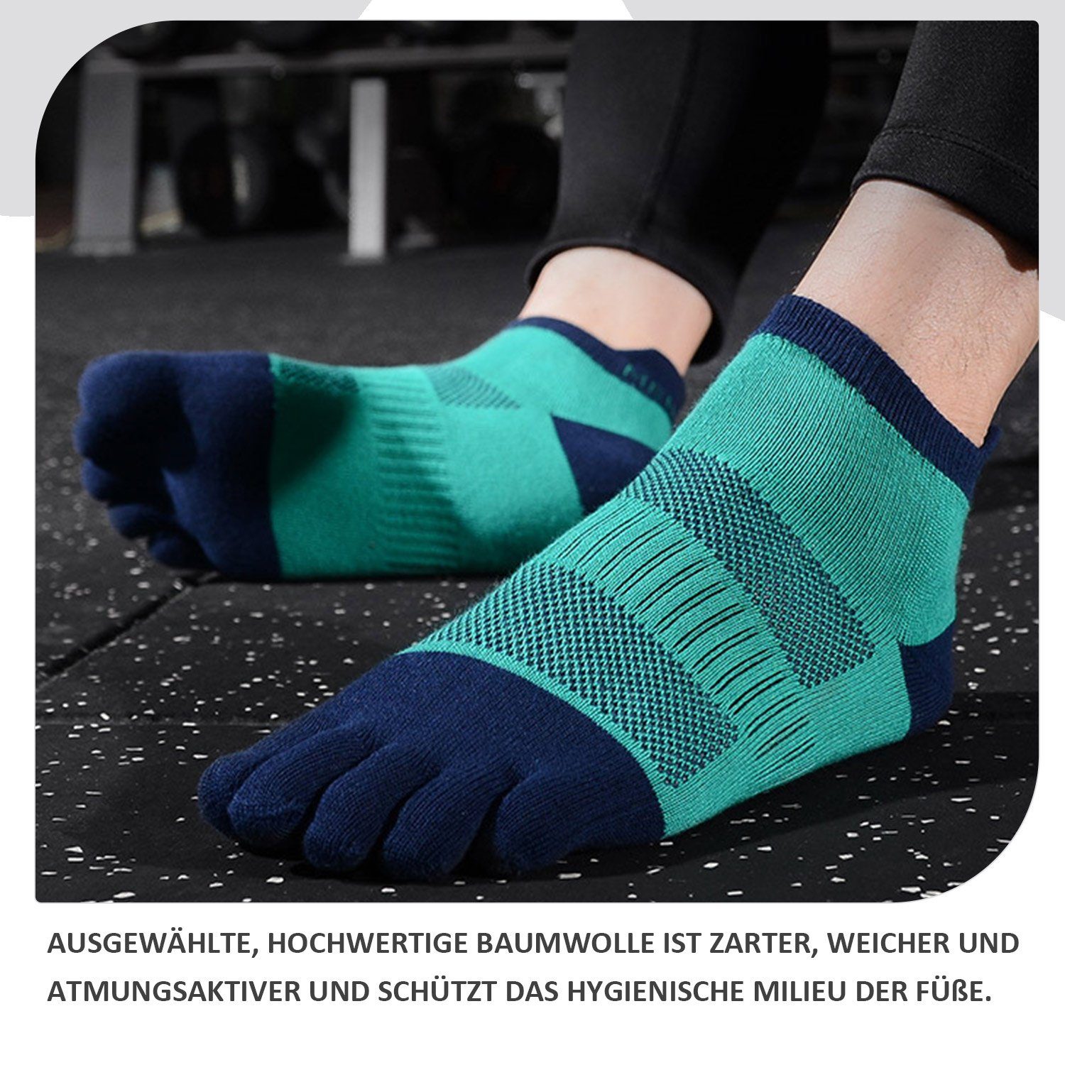 2 + Grün Toe Paare Zehensocken Paw Gelb Sportsocke Daisred 38-43 zehenfreie Socken