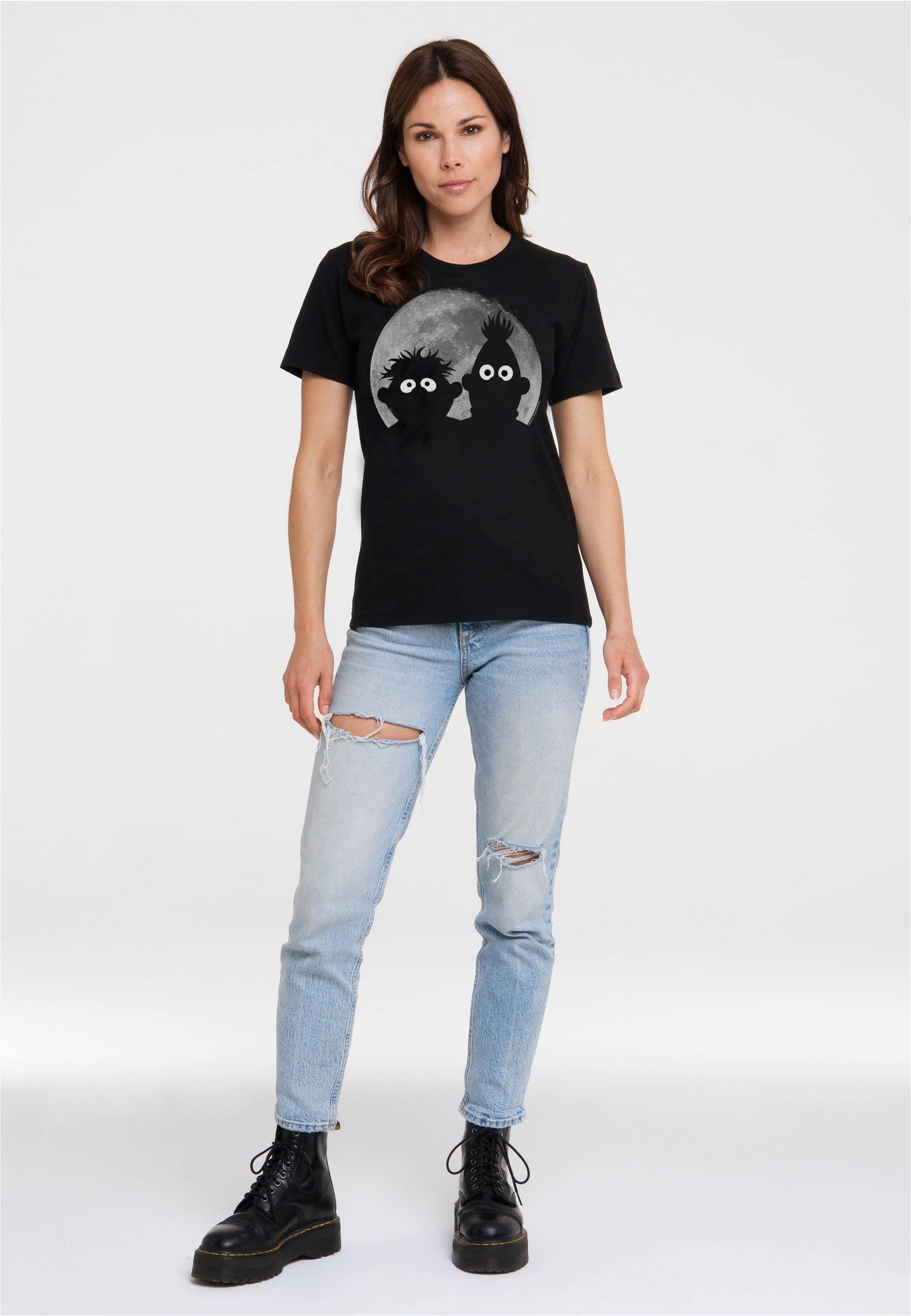LOGOSHIRT T-Shirt Sesamstrasse - Ernie & Bert, Mond mit coolem Frontprint