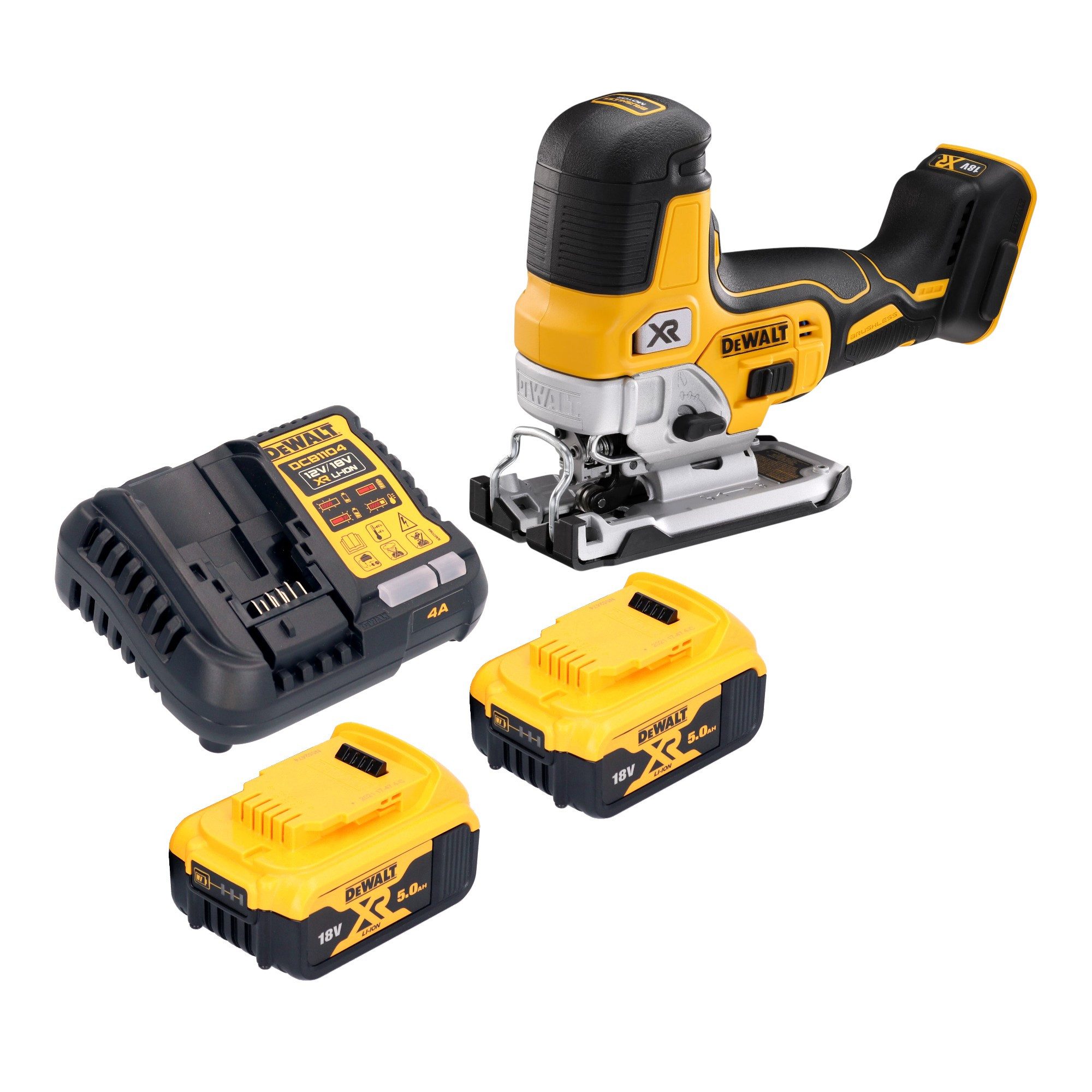 DeWalt Akku-Stichsäge DCS 335 P2 18 V 135 mm Brushless + 2x Akku 5,0 Ah + Ladegerät