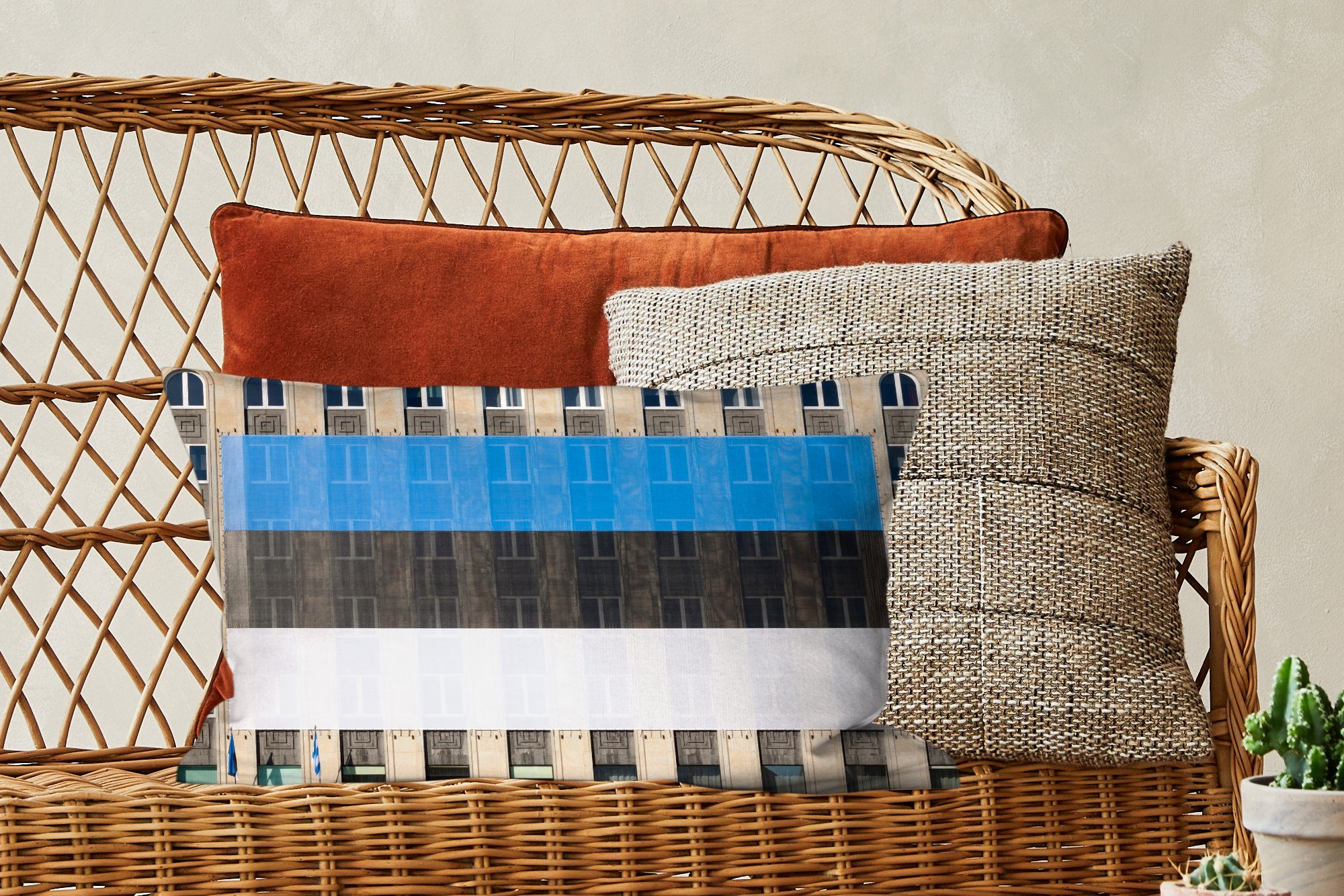 Estland Dekoration, auf Die mit Schlafzimmer Zierkissen, Flagge von einem Füllung, Gebäude, Wohzimmer MuchoWow Dekokissen Dekokissen