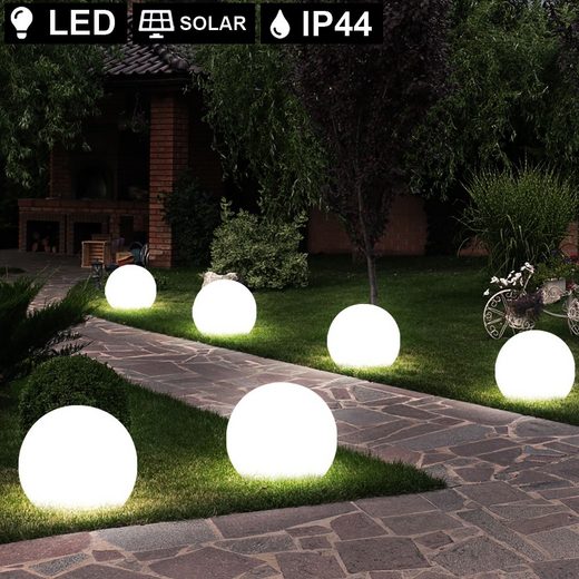 LED Gartenstrahler, 6x LED Solar Kugel Lampen 10cm Durchmesser