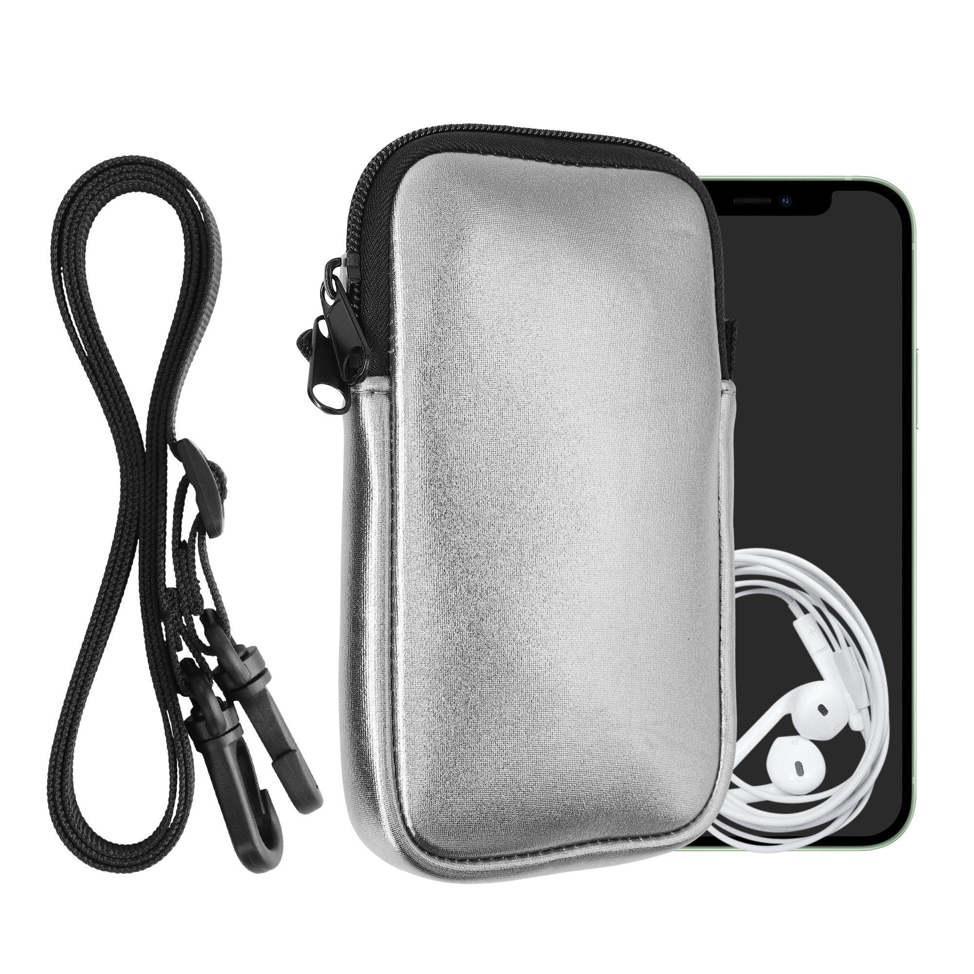 kwmobile Handyhülle Handytasche für Smartphones XL - 6,7/6,8", Neopren Handy Hülle mit Kordel - Tasche mit Handykette 17,2 x 8,4 cm