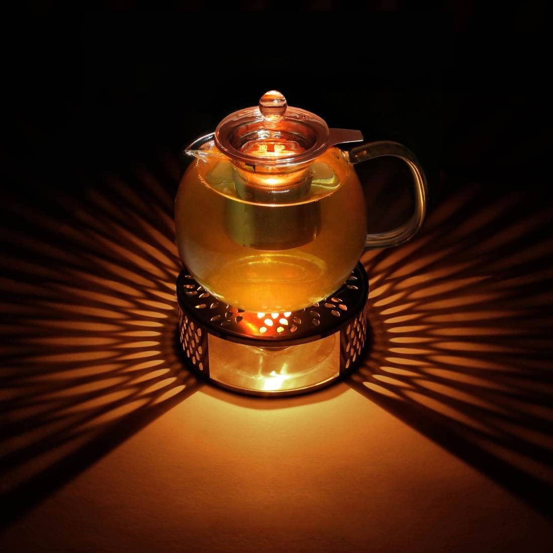Stövchen Creano Creano + aus 3-teilige, 1,3l ein Teekanne Teekanne (Set) aus Glas Edelstahl,