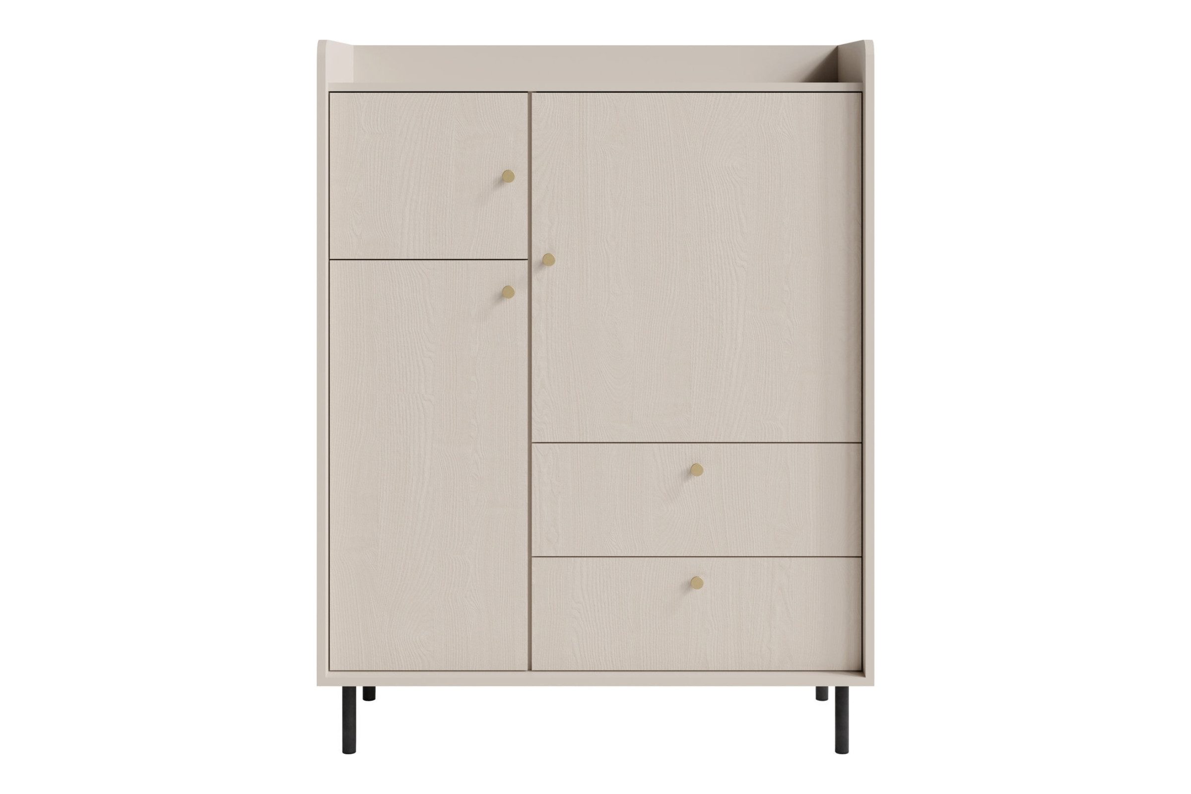 Deine Möbel 24 Kommode GEORGIA 01 Sideboard Wohnzimmer 103,5 / 133 / 42 cm (B/H/T) (Set, 2 St., inkl. Schubladen Drehtür), GEORGIA-Kollektion Sandbeige Beige
