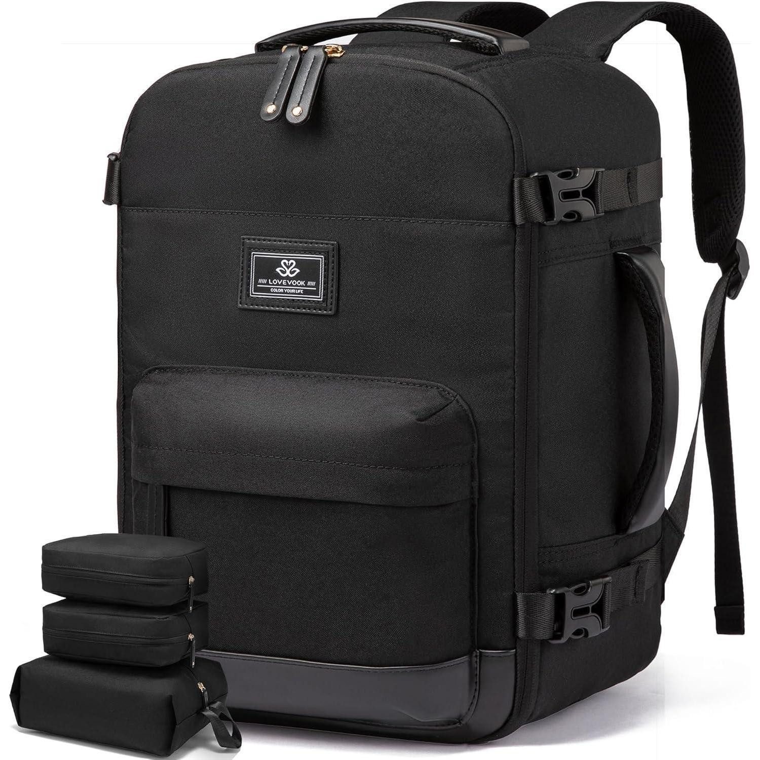 LuxusKollektion Kofferrucksack Handgepäck Rucksack 45L für Reisen Business Schwarz