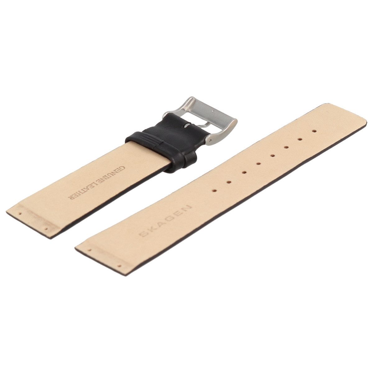 SKAGEN Uhrenarmband 22mm Leder Schwarz 233XXL