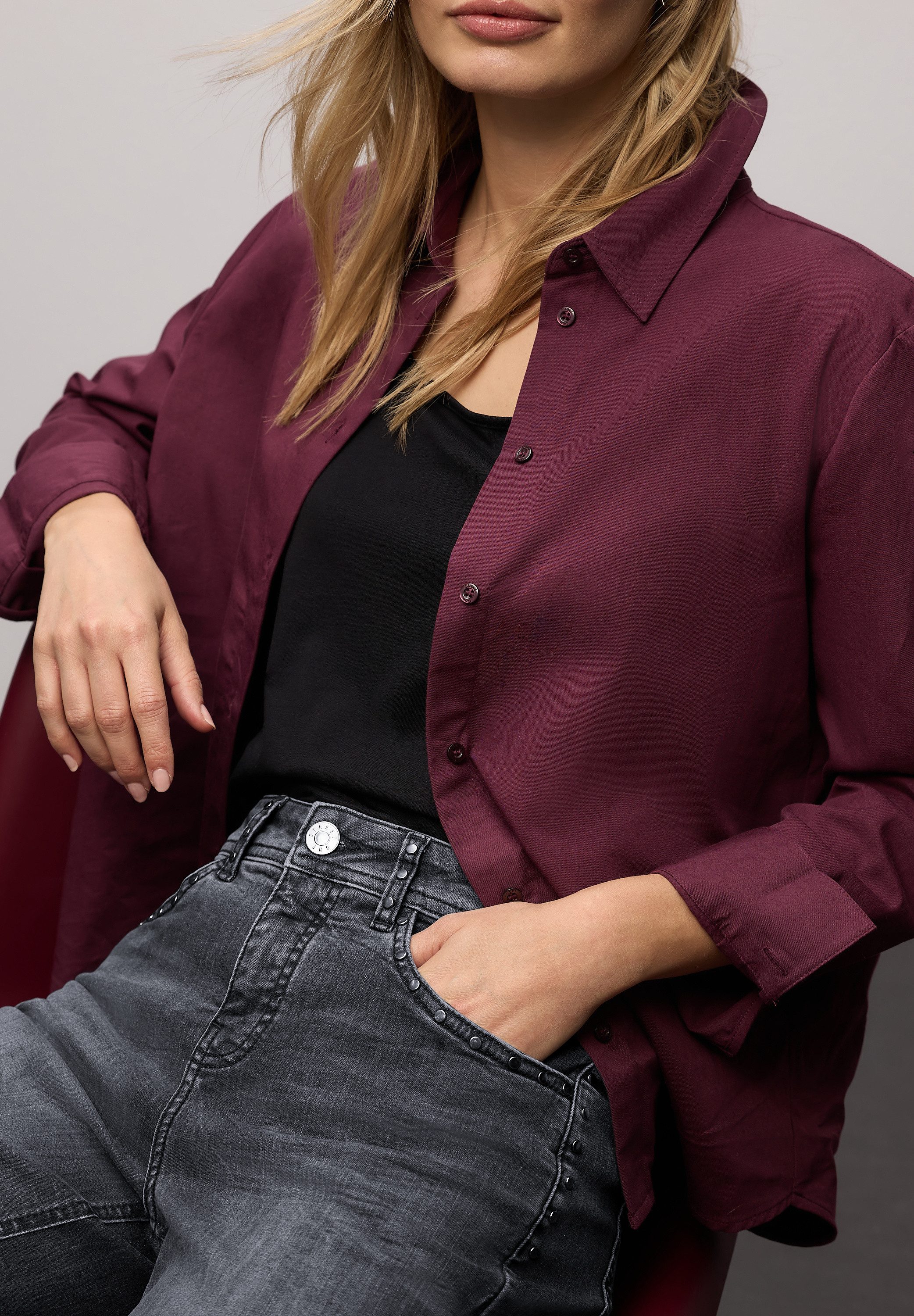 STREET ONE Weite Jeans Style Wideleg mit Glitzer-Details