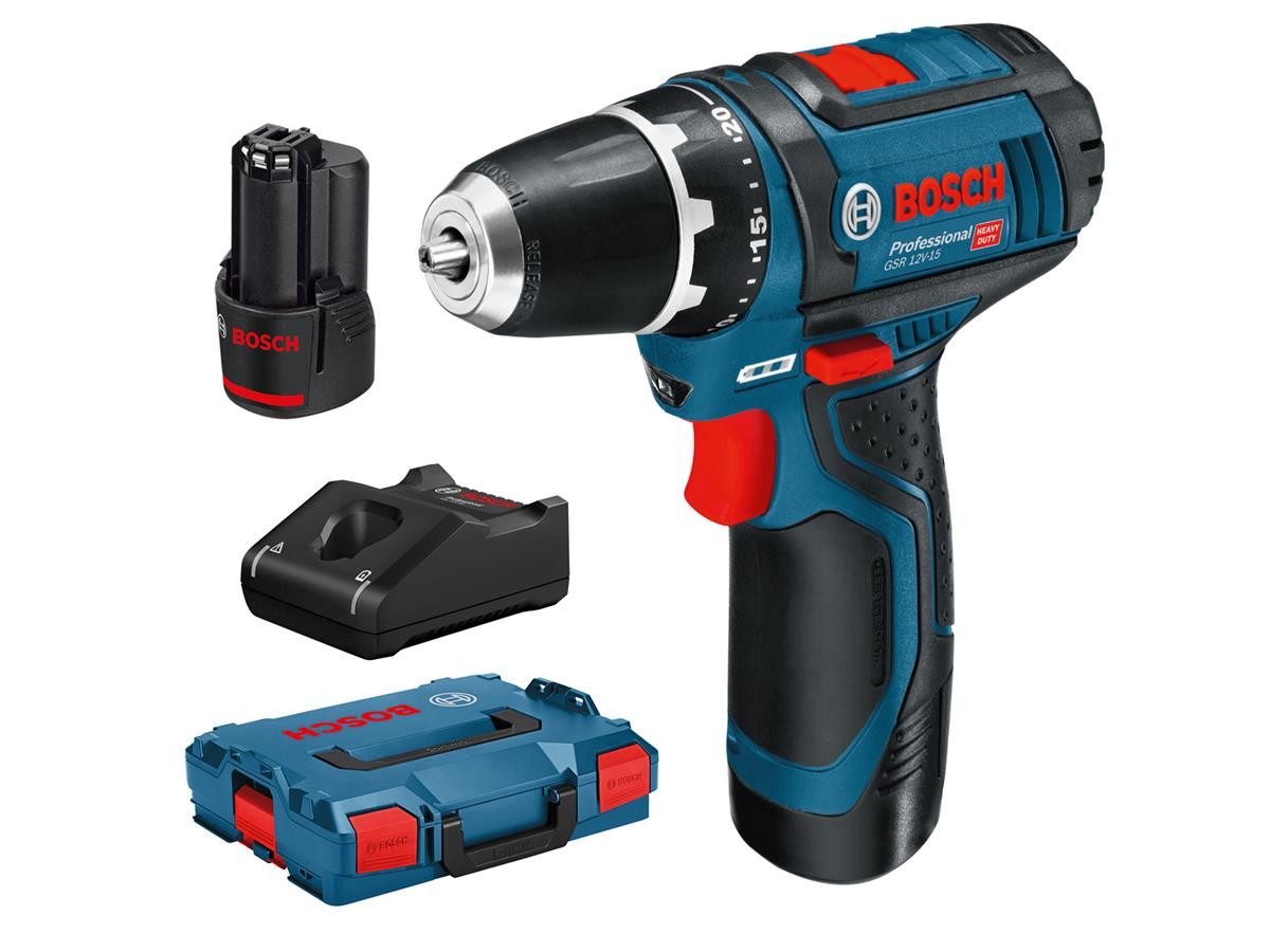 BOSCH Akku-Bohrschrauber GSR 12V-15, 12 V, (Akku-Bohrschrauber-Set)