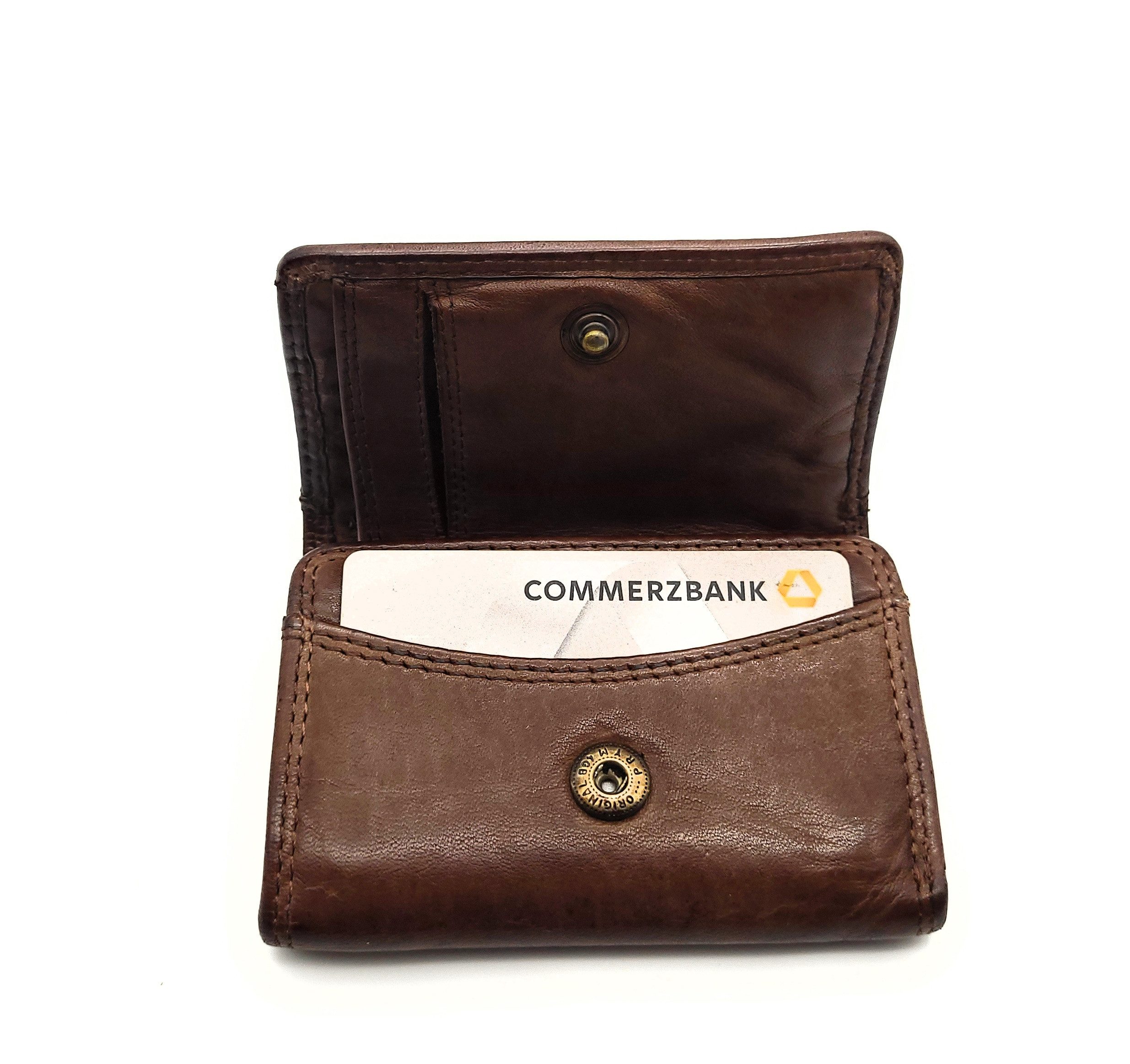 Hill Burry Mini Geldbörse kleines echt Leder Portemonnaie mit RFID Schutz Waschleder, ein Handschmeichler, ideal auch für den Urlaub