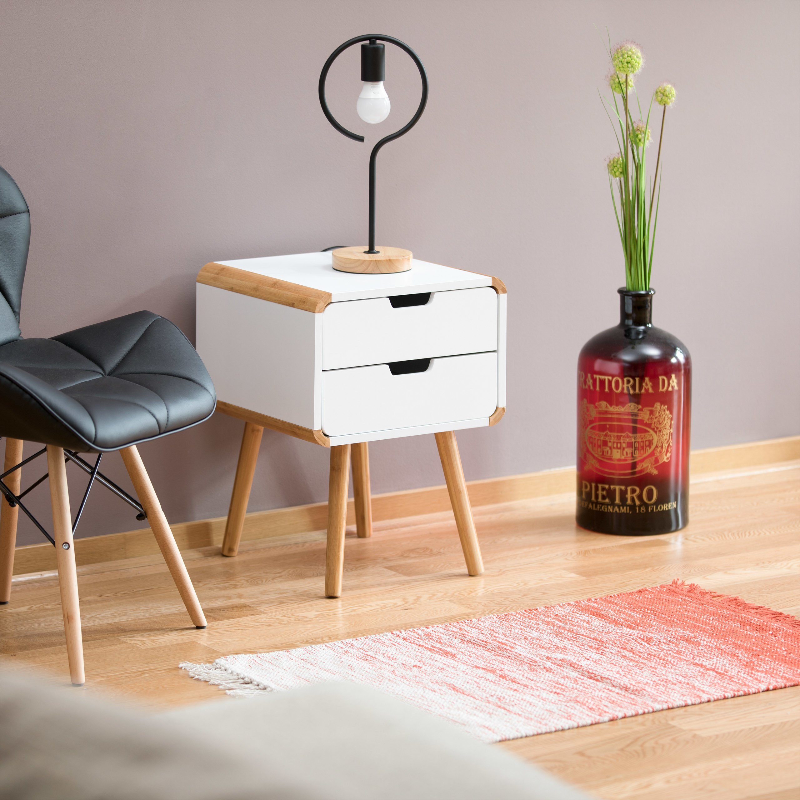 relaxdays Nachttisch mit 2 Schublade günstig online kaufen