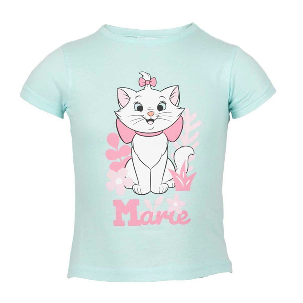 Kinder T-Shirt 92 Baumwolle Print-Shirt Gr. Disney die Mädchen 100% Aristocats Katze Marie bis 128, Hellblau
