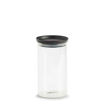 Zeller Present Vorratsglas Vorratsglas m. Kunststoffdeckel, Borosilikat Glas/ Kunststoff, 950 ml, schwarz, Ø10,3 x 18,6 cm