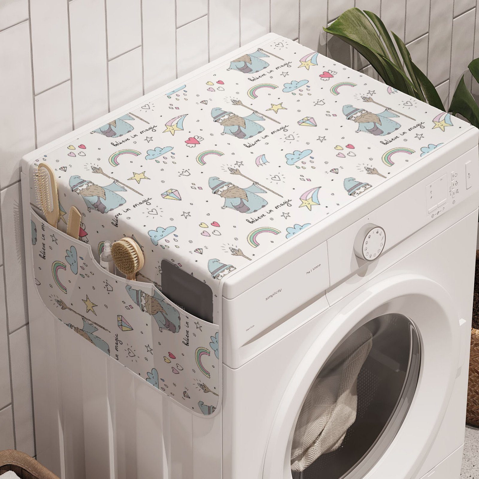 Abakuhaus Badorganizer für und und Trockner, Formen Zauberer Waschmaschine Assistent bunte Anti-Rutsch-Stoffabdeckung