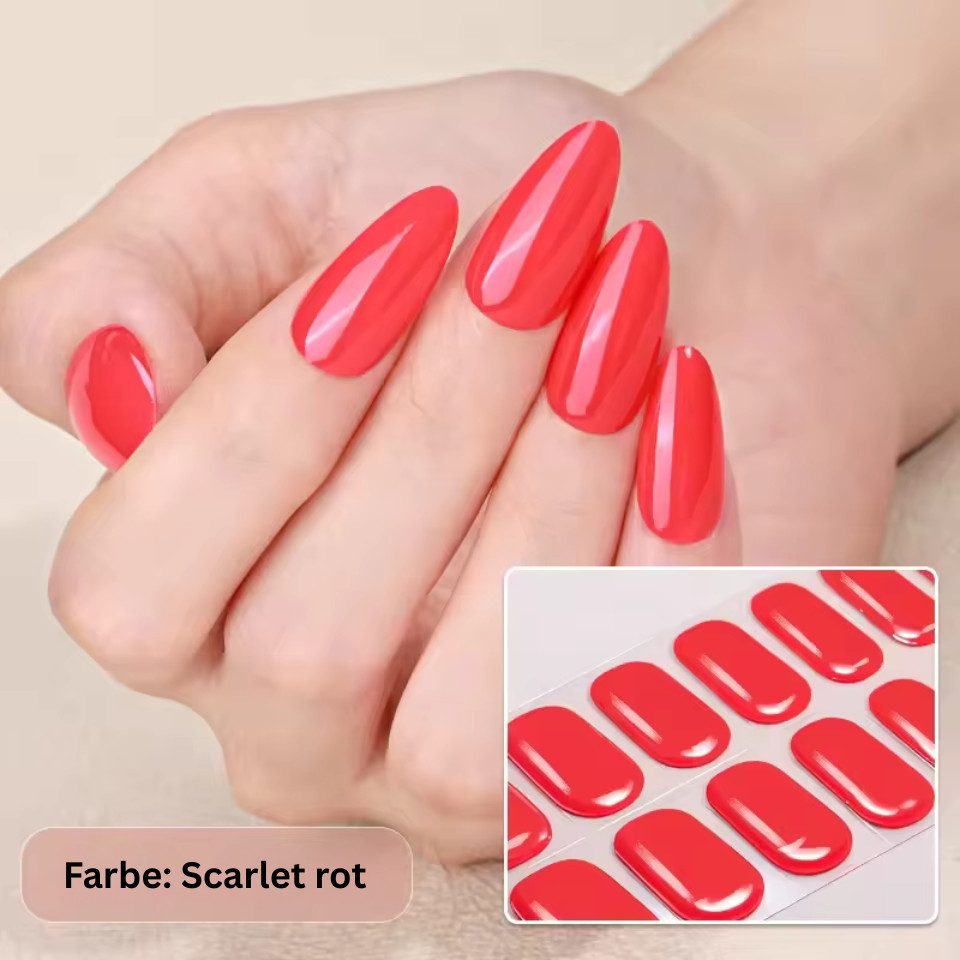 Rötting Design Kunstfingernägel 22 Gel Nails Strips, Kunstnägel, Nagelsticker, Farbe: Scarlet rot, Saloon Qualität, Will be happy with NAILS for you LIFE, verändere Deine Nägel wann Du willst, Easy-to-use