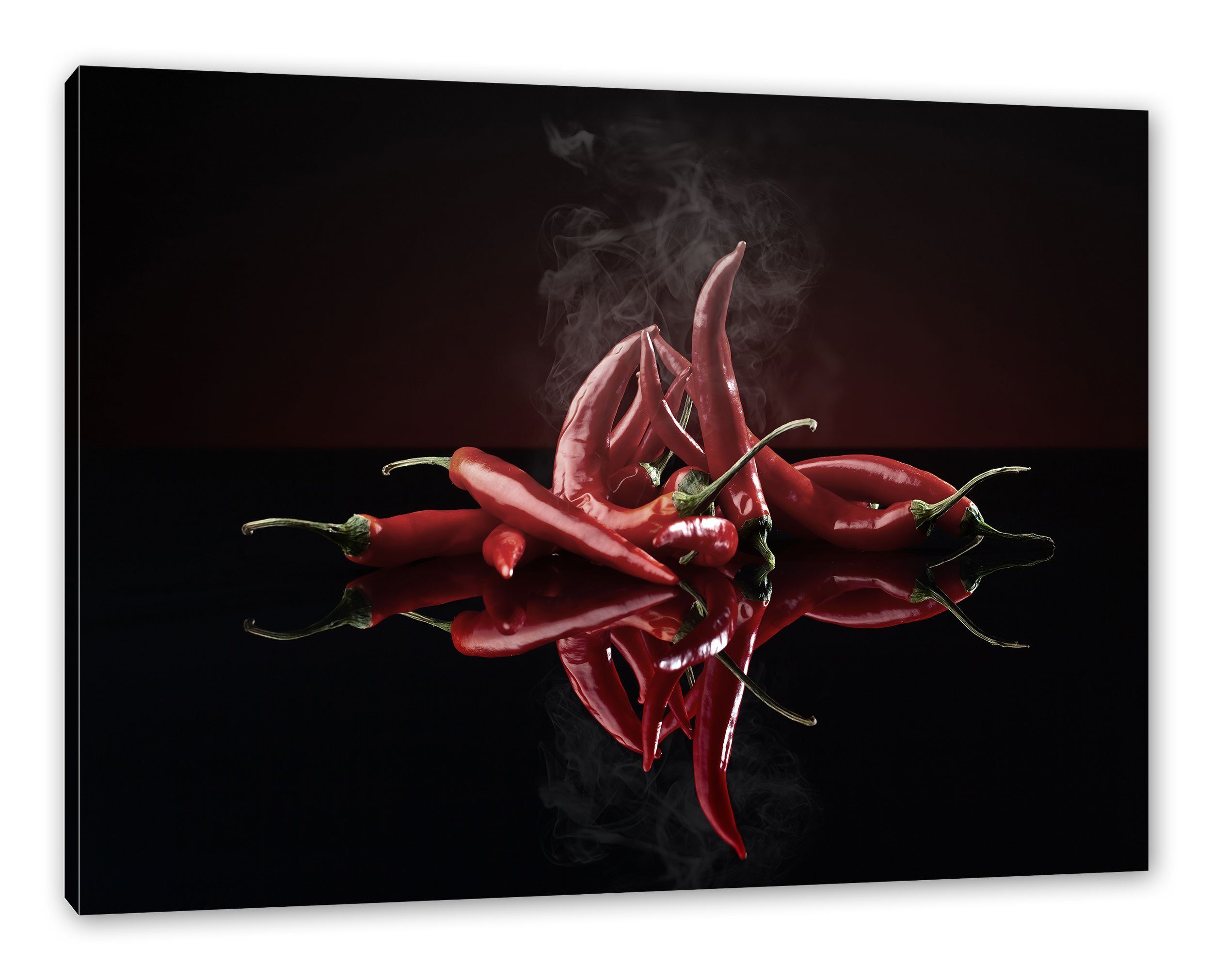 Zackenaufhänger Feurige Leinwandbild Chili-Schoten Chili-Schoten, Leinwandbild Pixxprint St), inkl. Feurige (1 fertig rote bespannt, rote