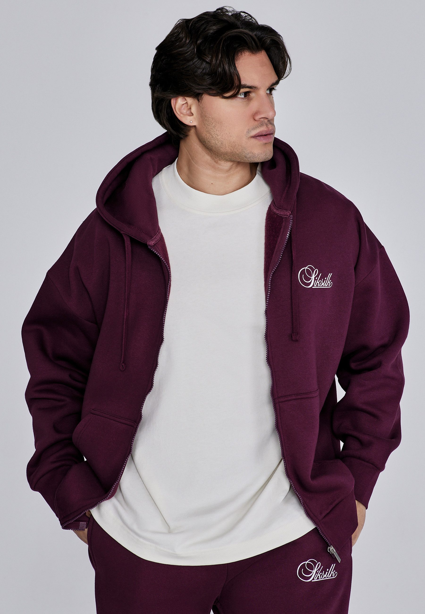 Siksilk Hoodie SikSilk Herren-Essentials-Hoodie mit durchgehendem Reißverschluss