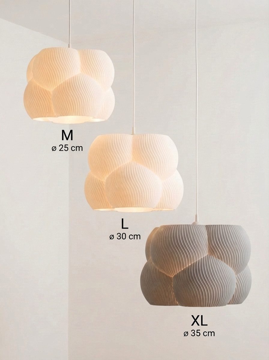 Roomberry Lampenschirm Bubble Hängelampe Pendelleuchte E27 rund, weiß beige rosa lila grau 25-35cm – Bild 5 von 5
