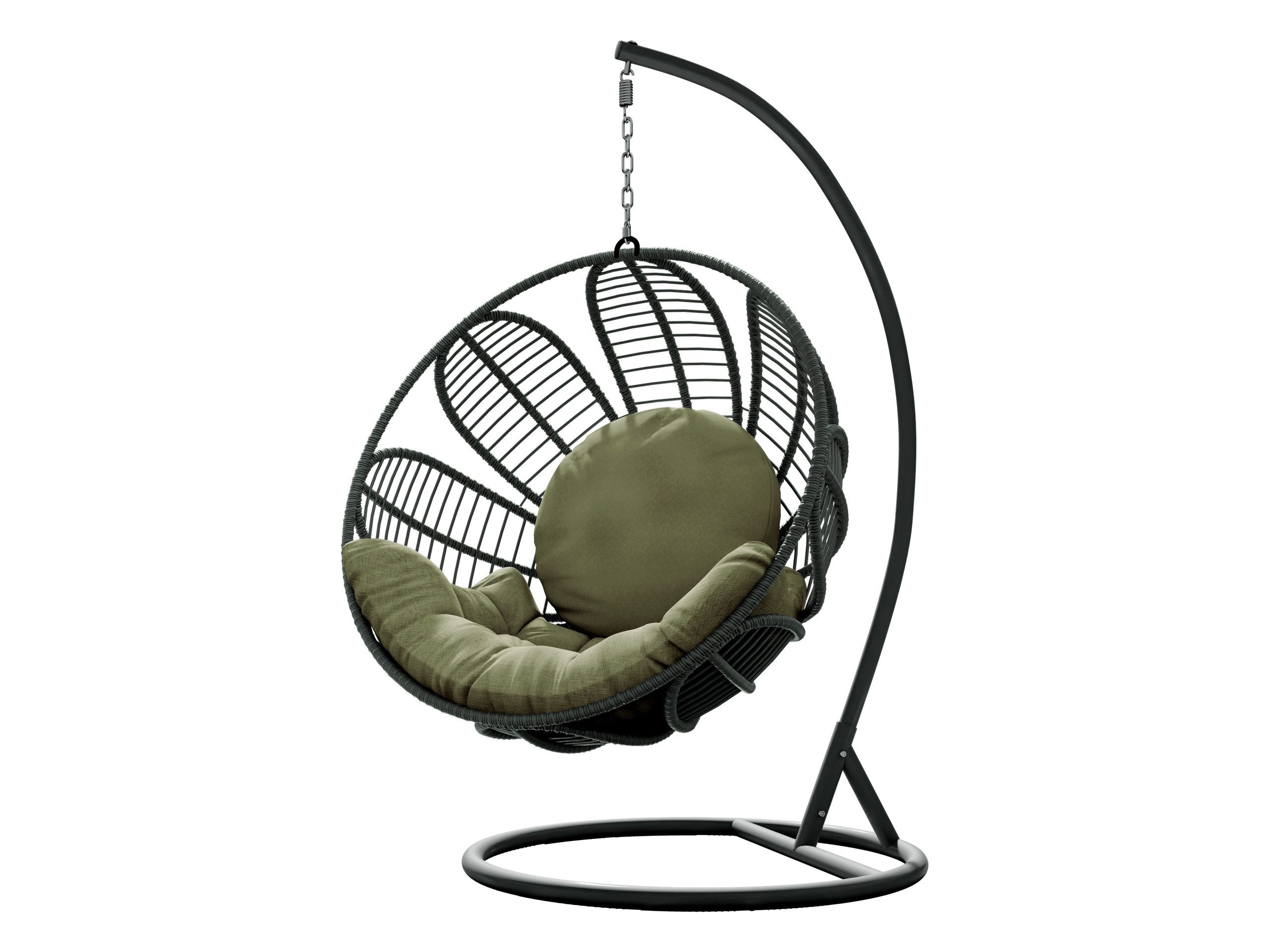 MIRJAN24 Hängesessel Floressa (mit Gestel, Korb, Kissen-Set), Metallskelet, Technorattan, 106x105x195 cm