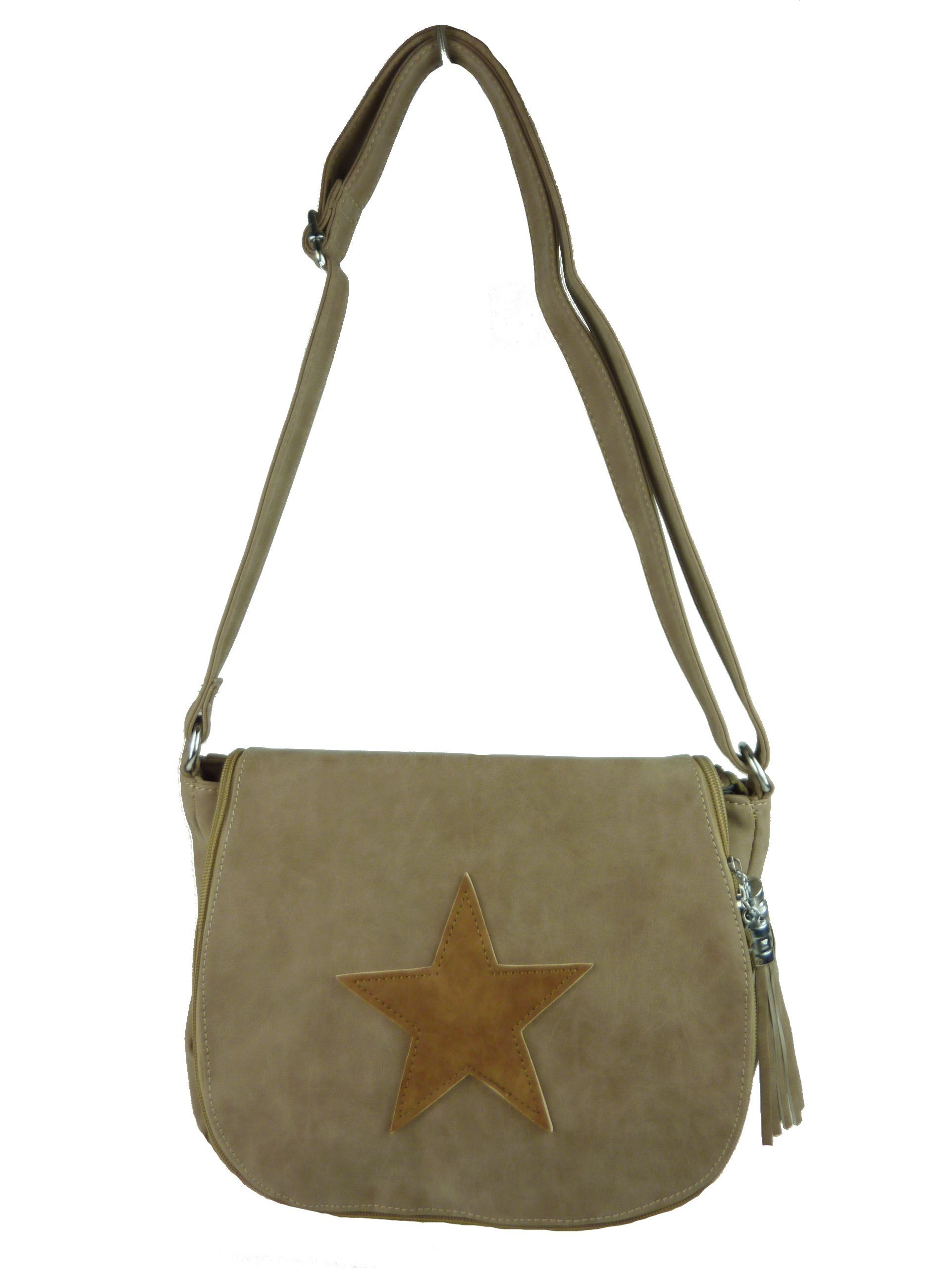 Taschen4life Umhängetasche Damen Tasche 8396, mit Stern Applikation, verstellbarer Trageriemen (Schultertasche)