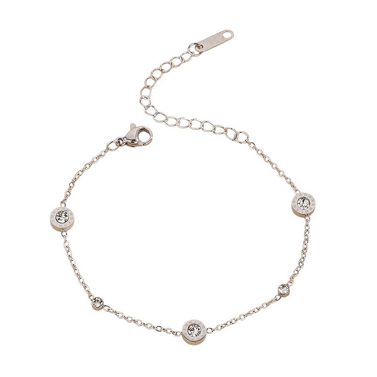 Armband Damen Medaillons Edelstahl Kristall Silber oder Gold modern