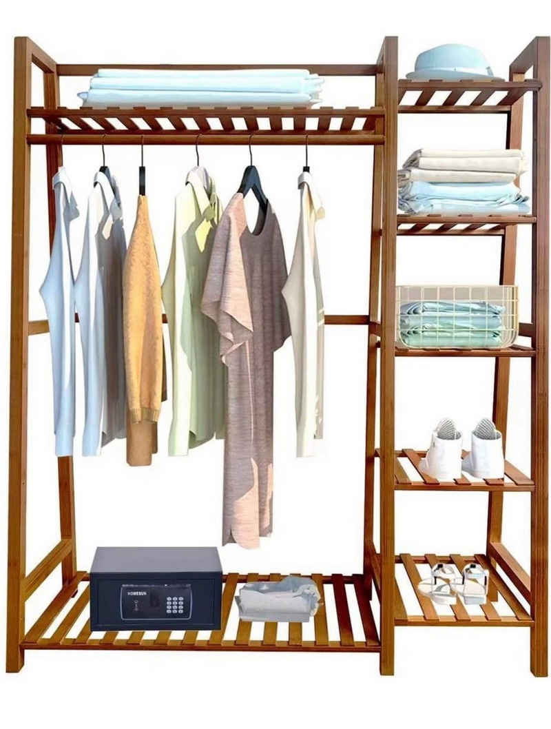 little dove Kleiderschrank Bambus Multifunktionale Schlafzimmergarderobe Kleiderständer mit 7 Ablagen (110 x 36x 140 cm)
