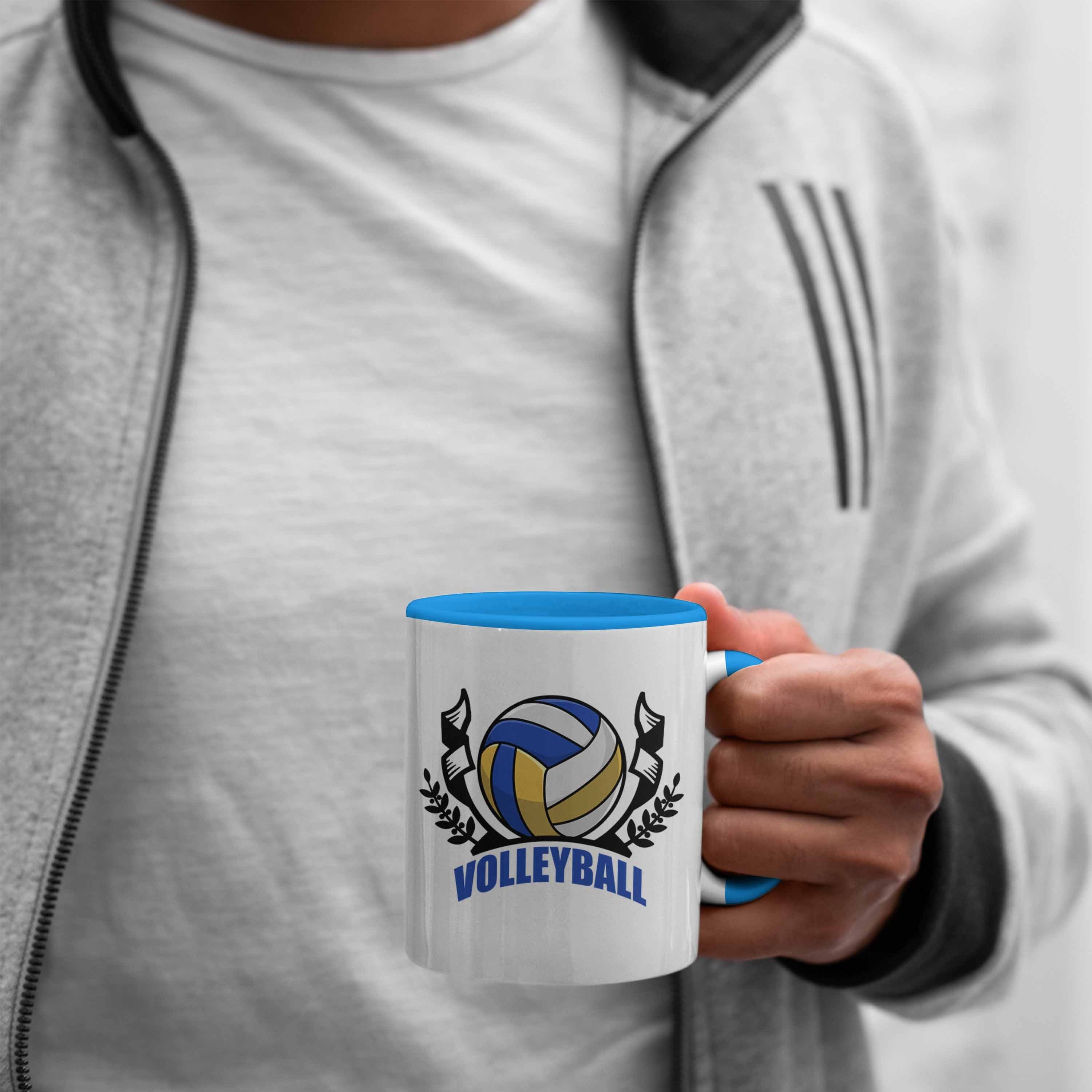 Tasse Volleyball-Tasse Trendation Geschenkidee Blau Volleyball-Spieler für Geschenk
