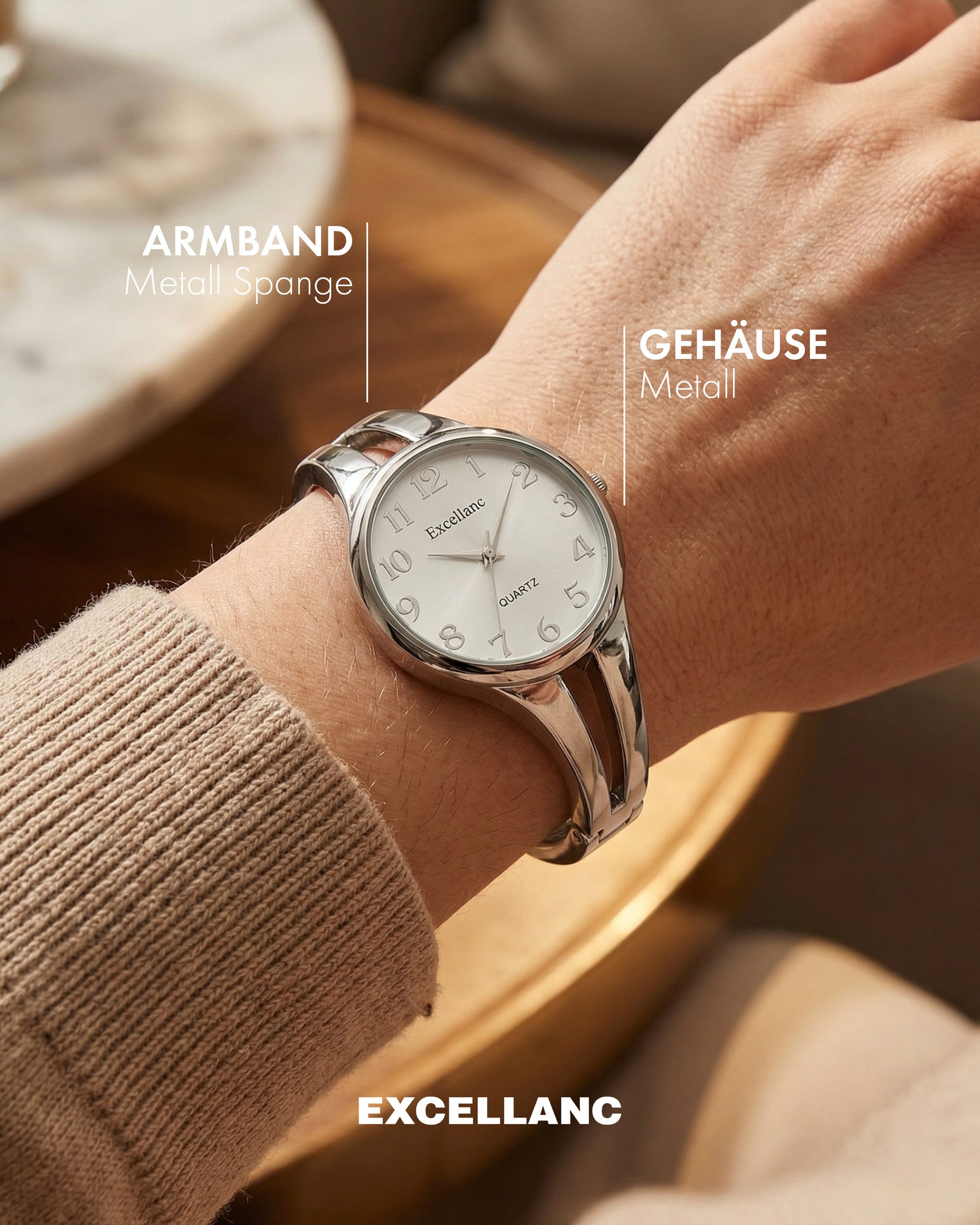 EXCELLANC Quarzuhr Mineralglas