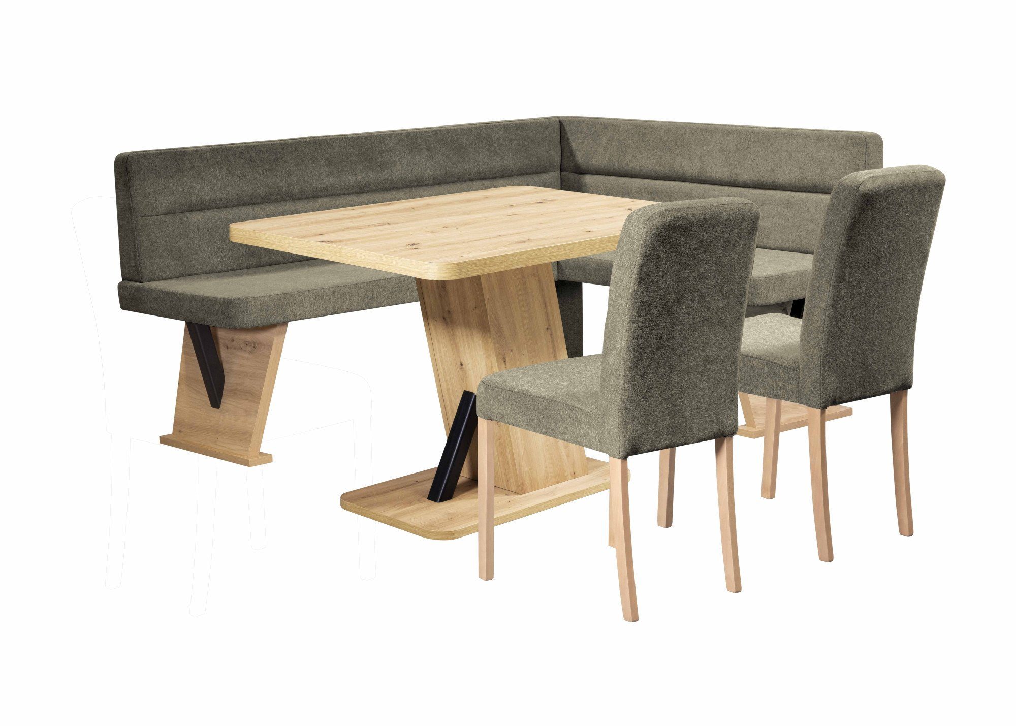 Home affaire Eckbankgruppe Laros Sitzgruppe, Eckbank, Stühle, Tisch, (Set, 4tlg Set), perfekt für Küche, Esszimmer, Wohnzimmer, Bestseller