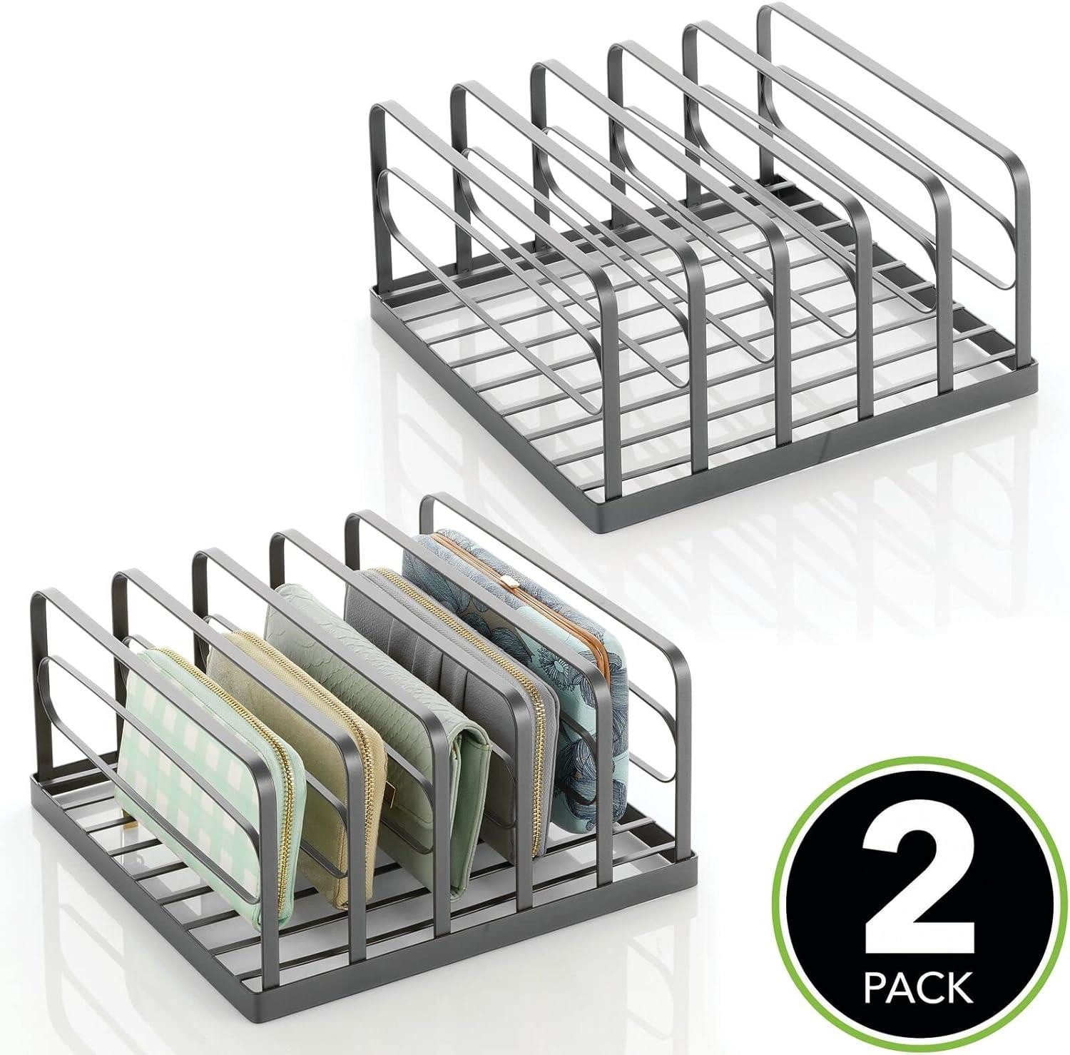 mDesign Aufbewahrungssystem Clutch Organizer Set graphit 2 Stück Handtaschen Aufbewahrung Ablage