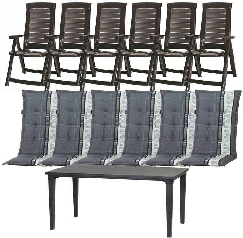 Allibert Garten-Essgruppe Aruba / Futura, (Set, 13-tlg), bestehend aus 6 Sesseln und 1 Tisch