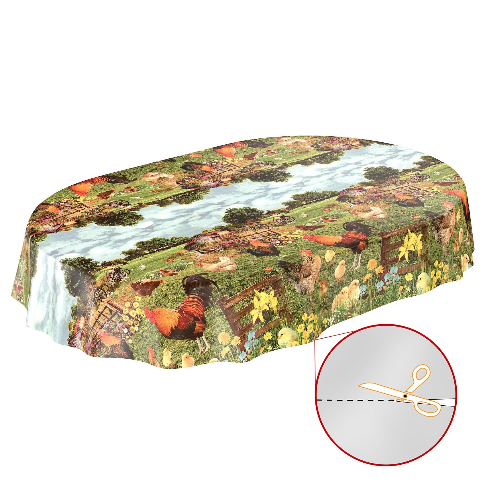 ANRO Tischdecke Wachstuchtischdecke Gartentischdecke Wachstischdecke (Einzelstück 1-tlg), Glatt 140x180cm Oval wasserabweisend