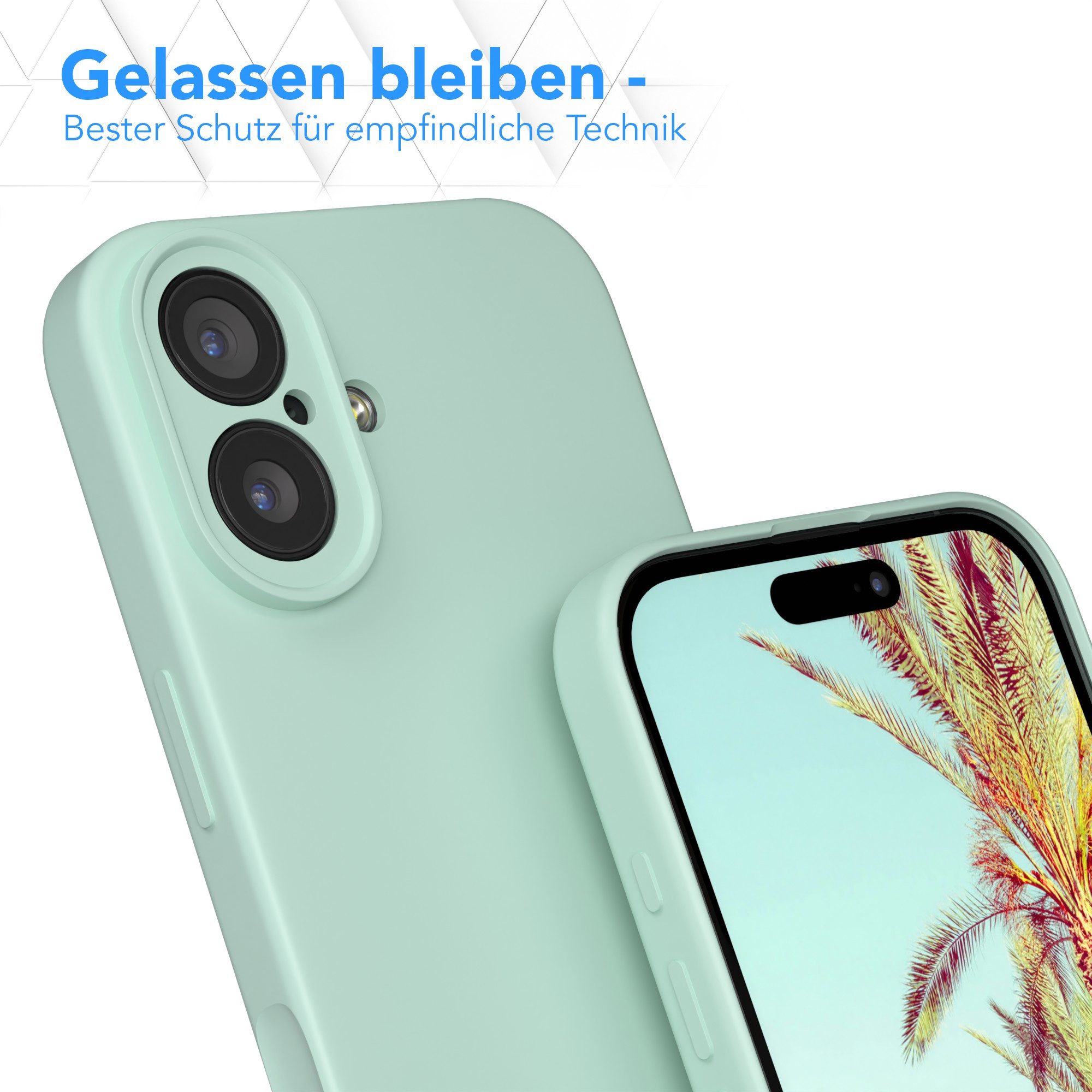 EAZY CASE Handyhülle für Apple iPhone 17 Hülle Silikon 6,3 Zoll, Hülle Silikon kratzfest Smart Slimcover Bumper Case Etui Mint Grün – Bild 4 von 5
