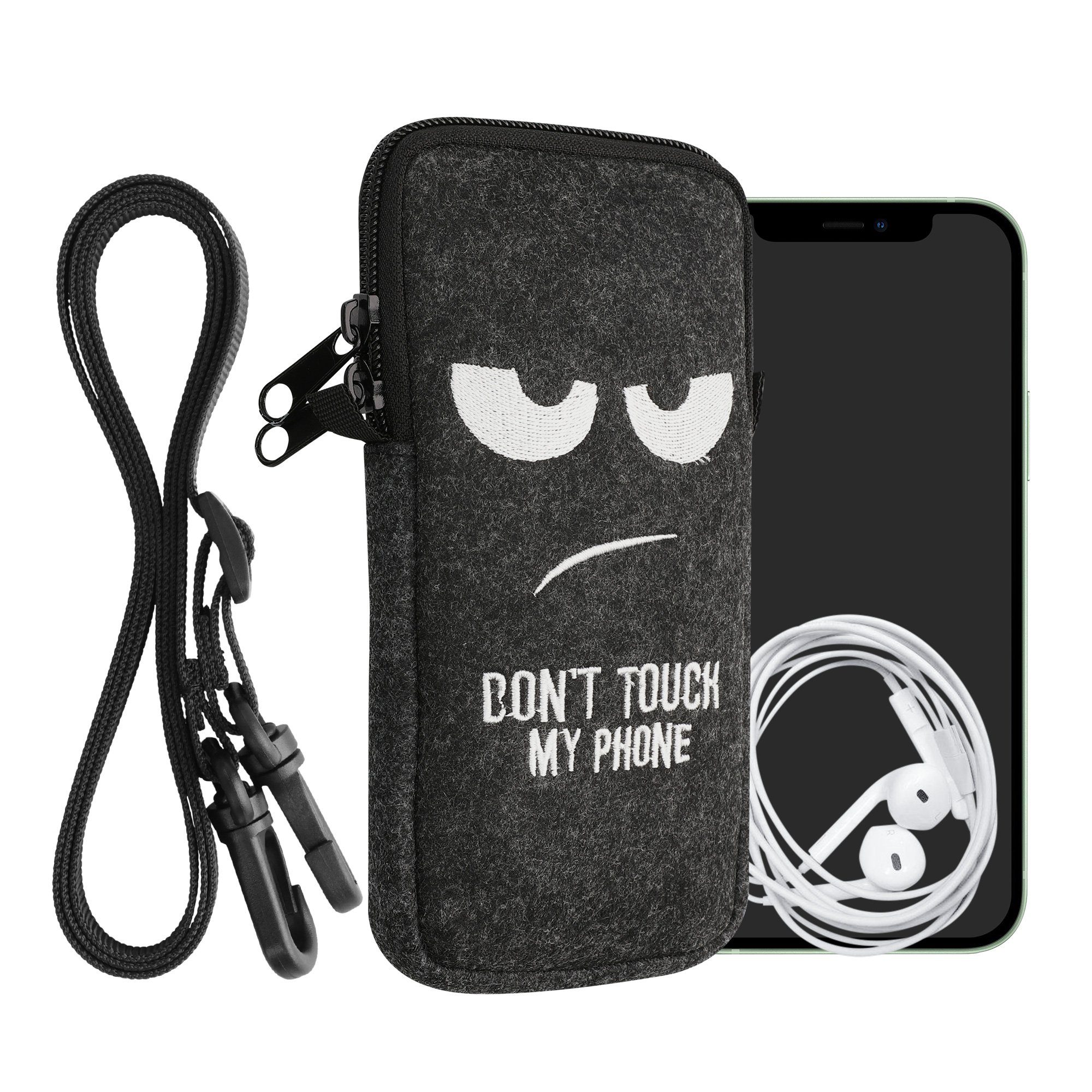 kwmobile Handytasche Handytasche für Smartphones XL - 6,7/6,8" (1-tlg), Filz Handy Hülle - Tasche mit Kette 17,2 x 8,4 cm Innenmaße