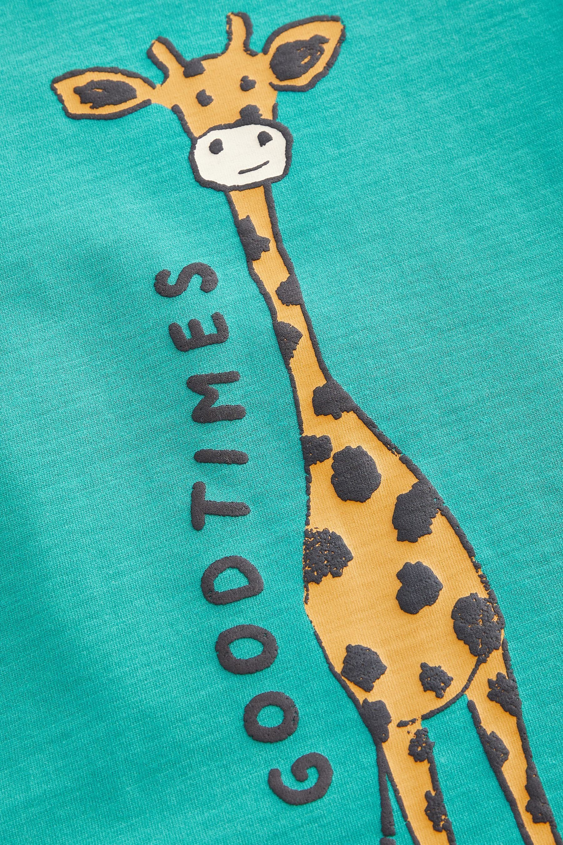Langärmeliges Motiv Langarmshirt (1-tlg) T-Shirt mit Teal Giraffe Blue Next