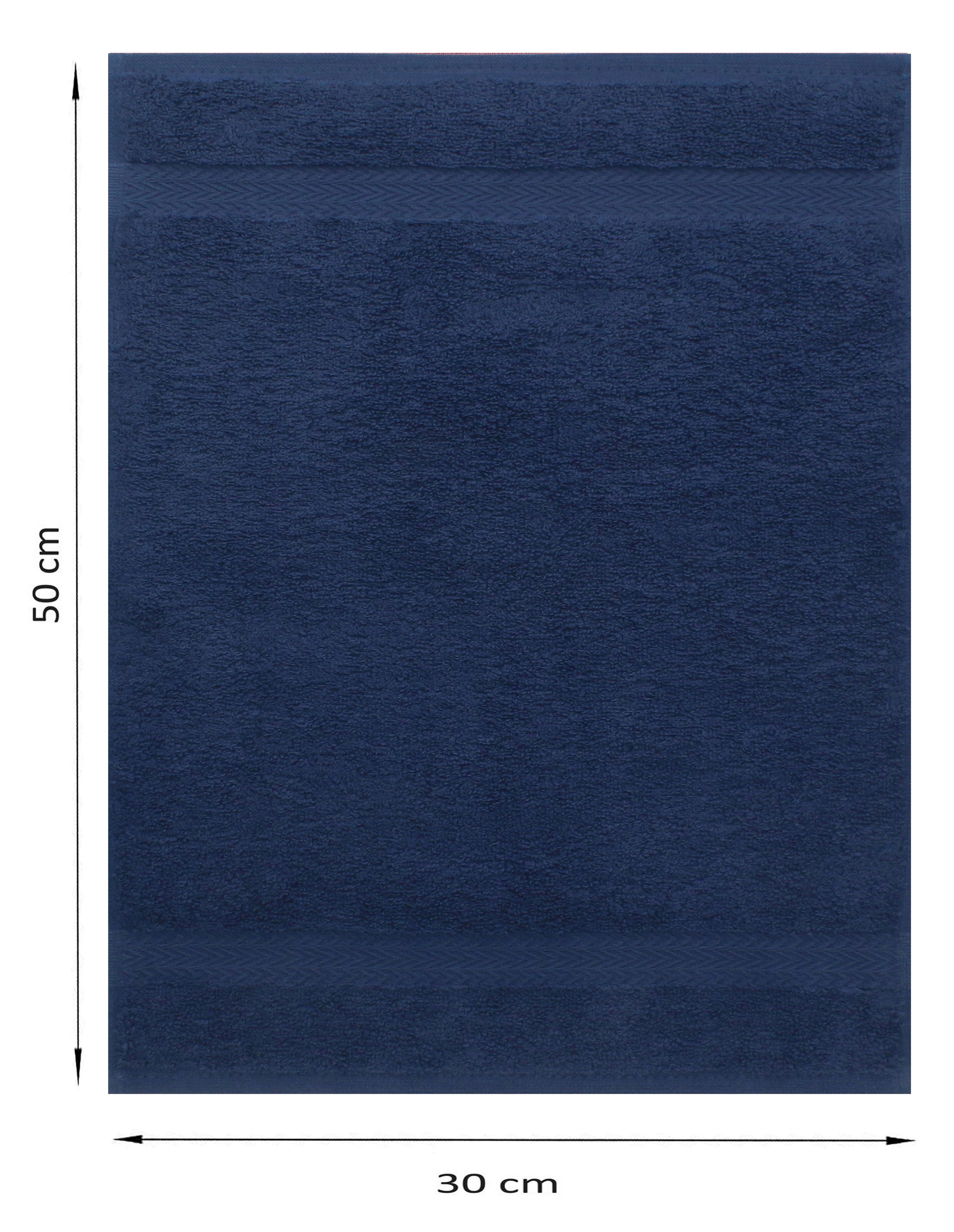 Betz Gästehandtücher 10 dunkelblau, 30x50 Farbe Stück Baumwolle Gästehandtücher cm Buaumwolle gelb Premium 100% und Gästetuch-Set 100