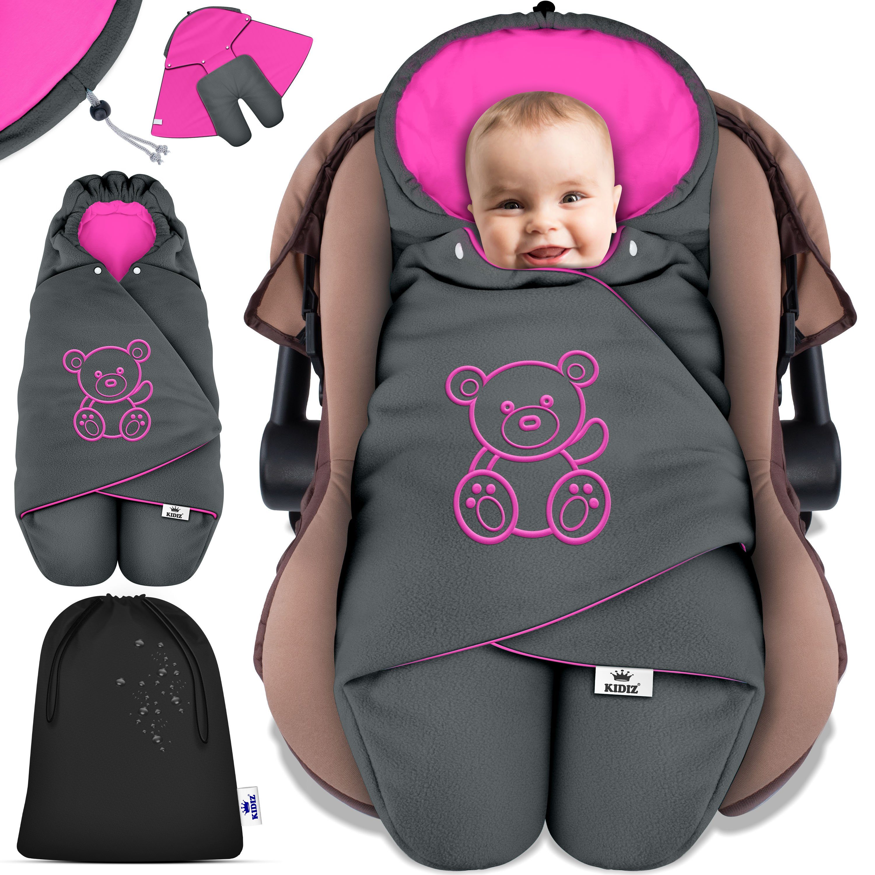 KIDIZ Deckenschlafsack, Baby Einschlagdecke mit Tasche für Winter & Herbst Babydecke Fußsack